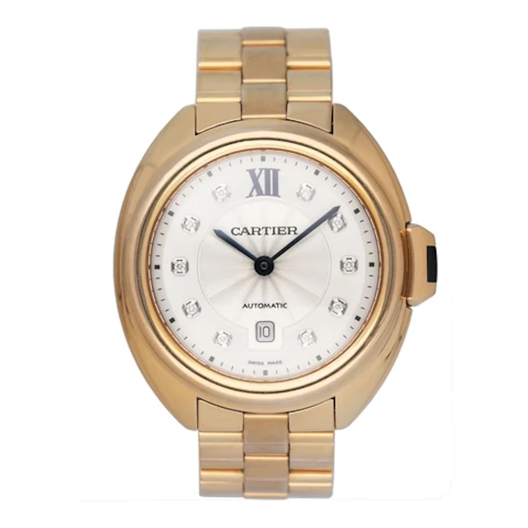 Cartier Clé de WJCL0034 Diamond Silver Dial 18K Rose Gold Ladies Watch