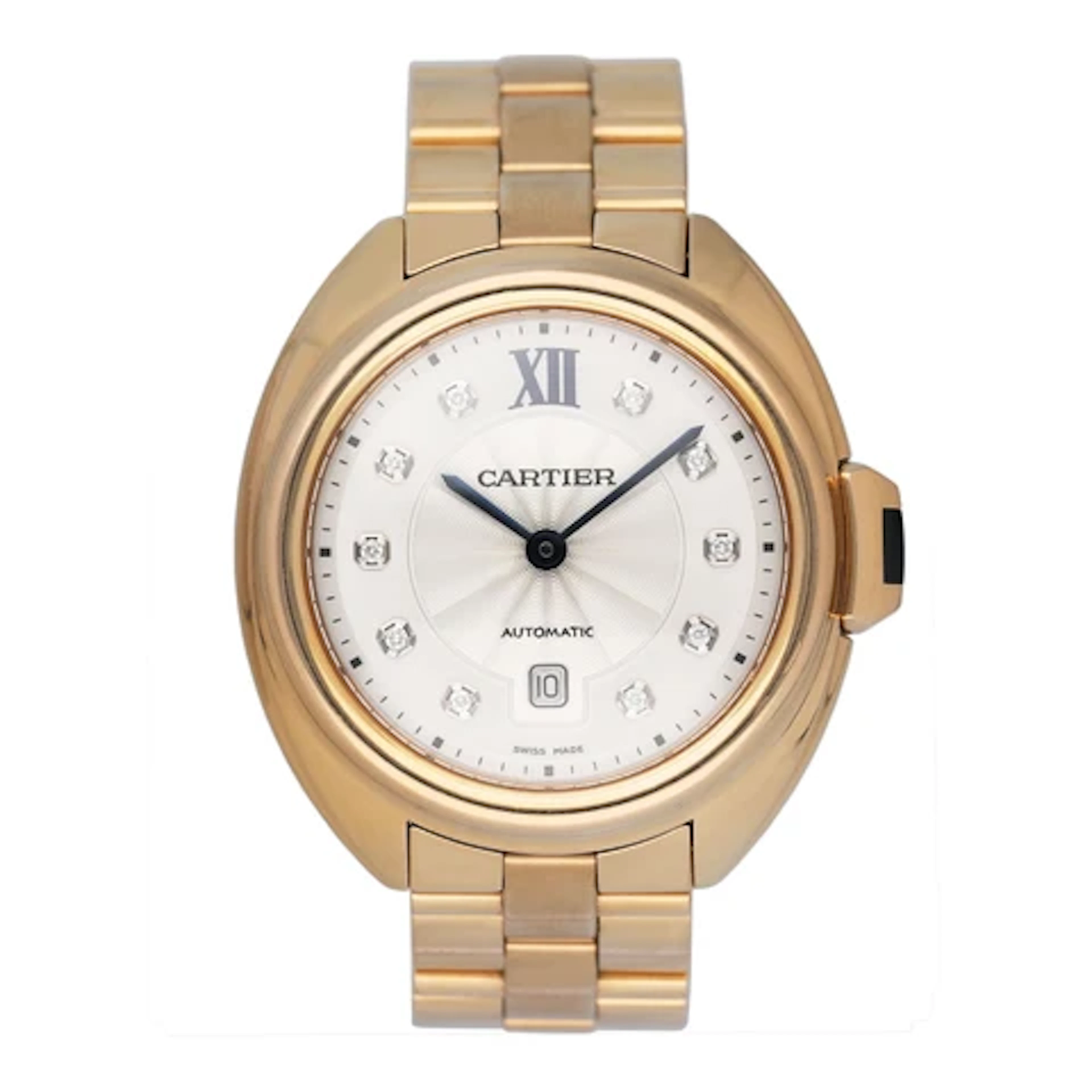 Cartier Clé de WJCL0034 Diamond Silver Dial 18K Rose Gold Ladies Watch