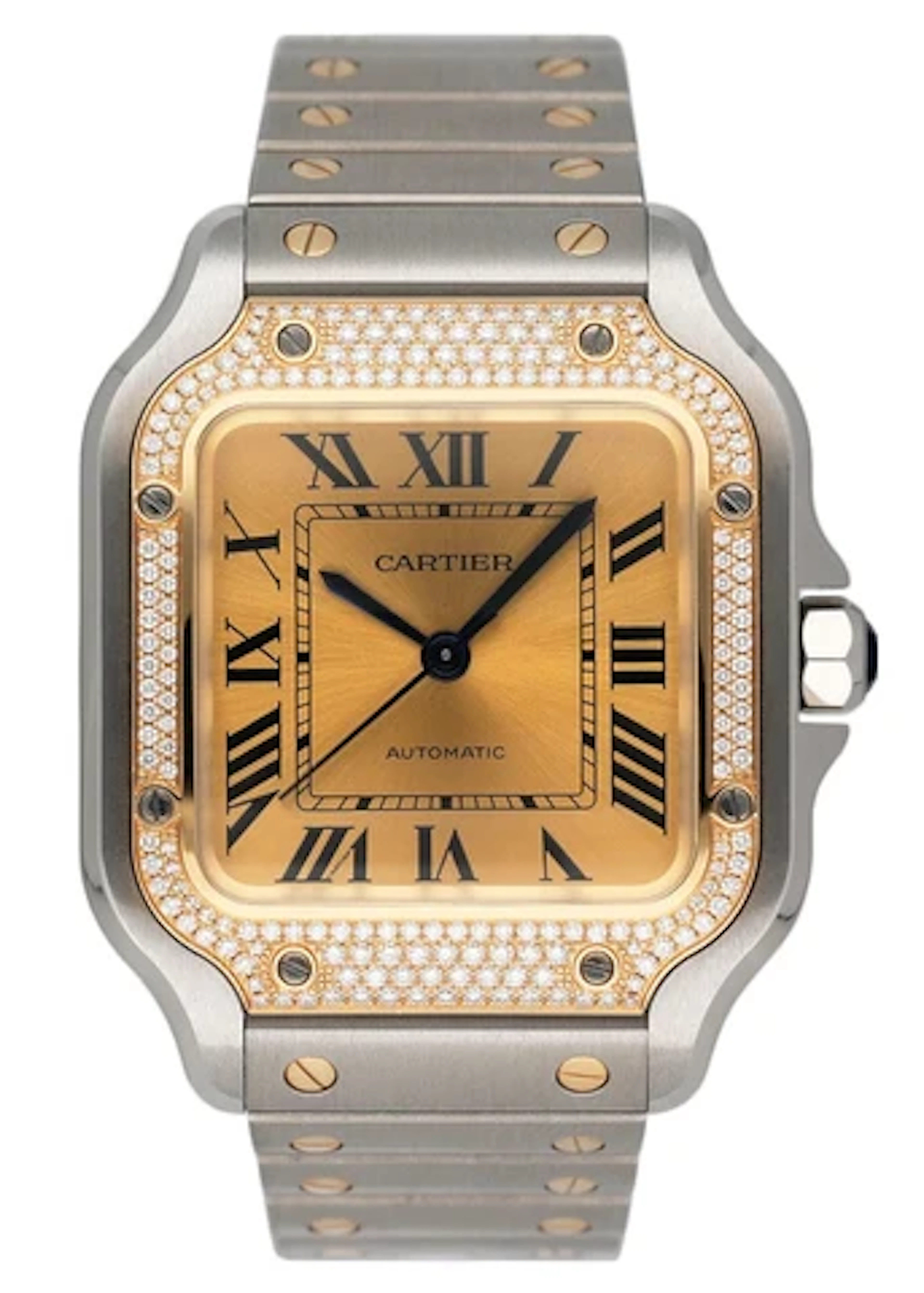 Cartier Santos De Cartier W3SA0007 Midsize Diamond Champagne Dial