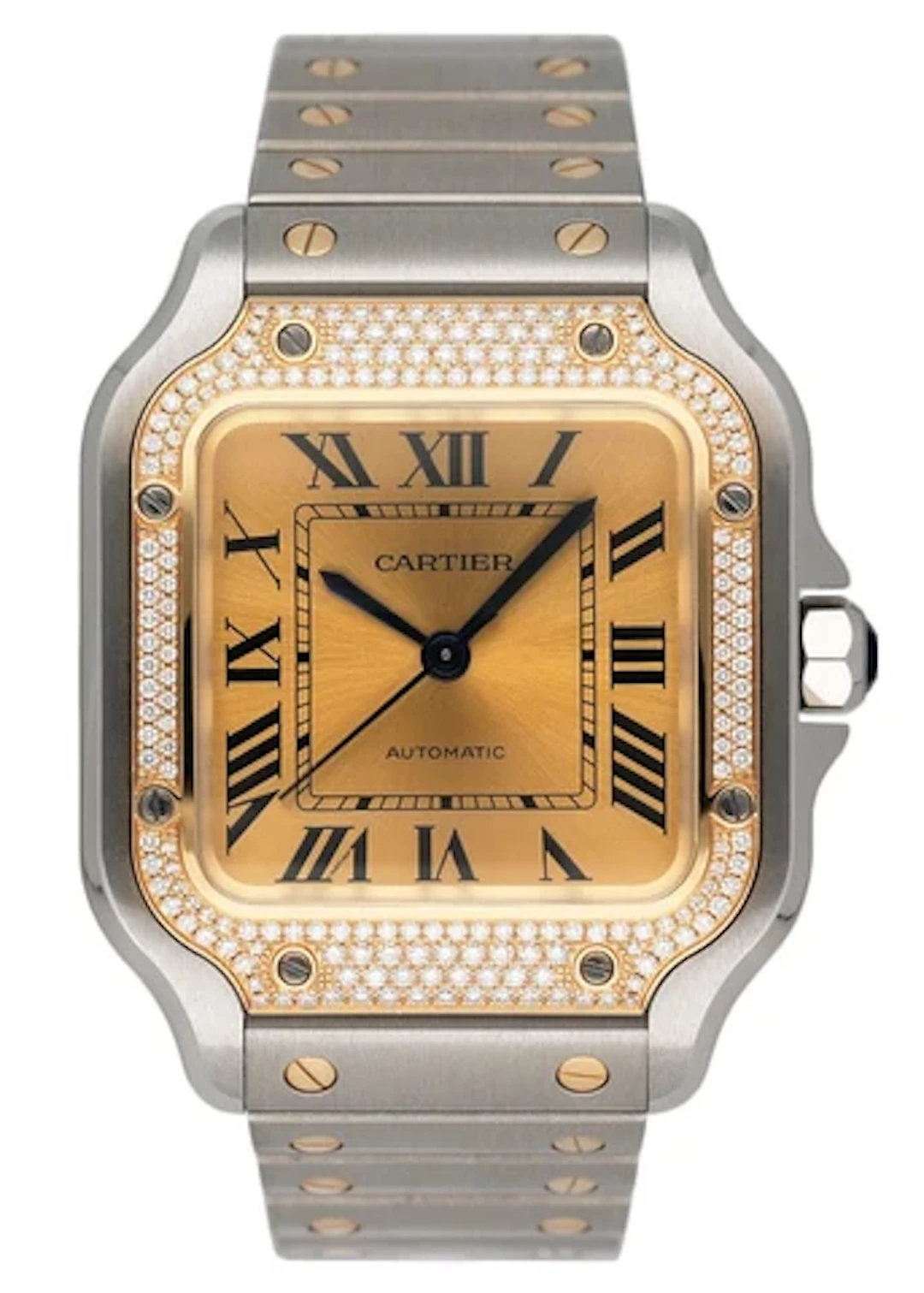 Cartier Santos De Cartier W3SA0007 Midsize Diamond Champagne Dial