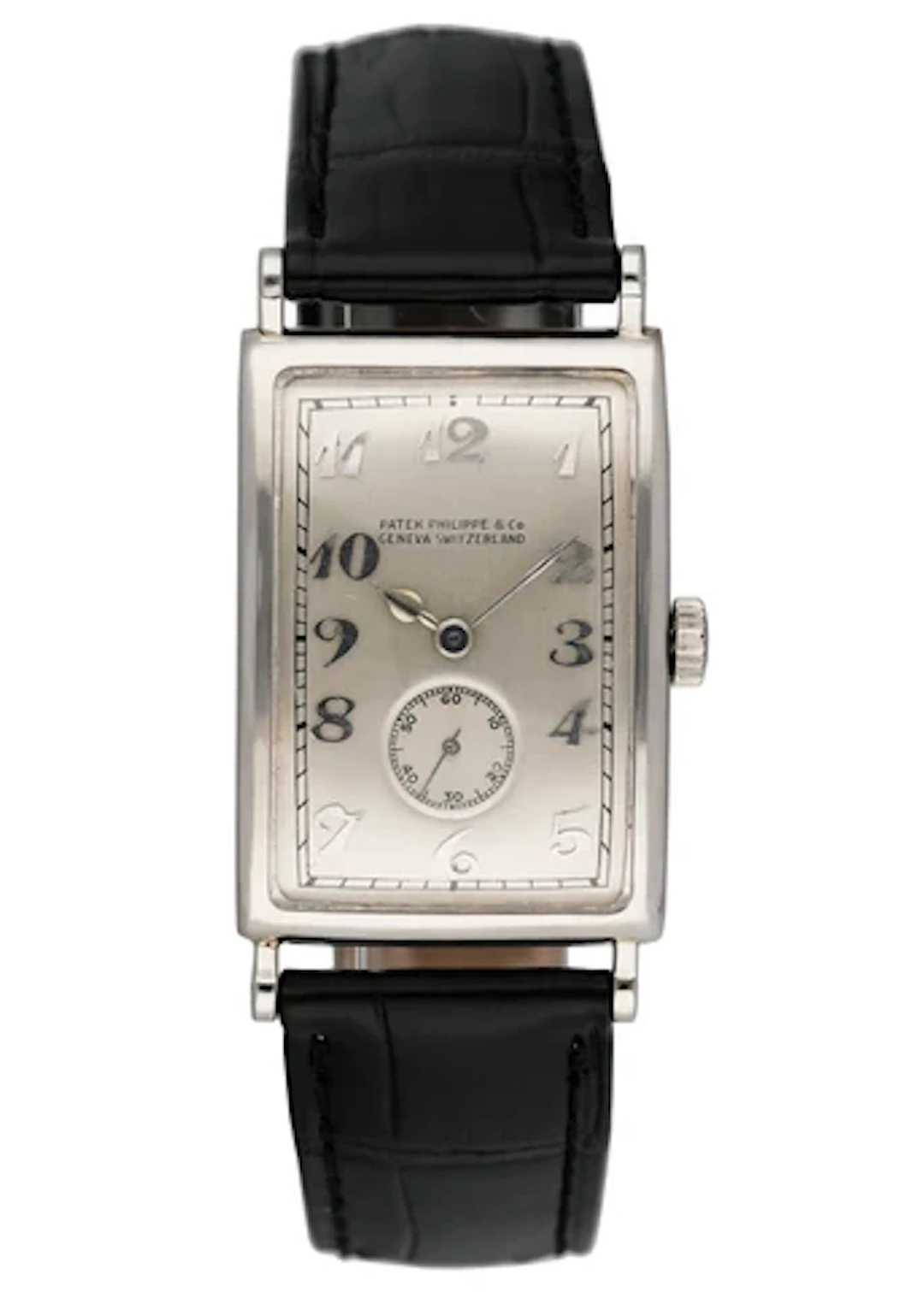 Patek Philippe Platinum Curved Rectangular Art Deco Mens Watch