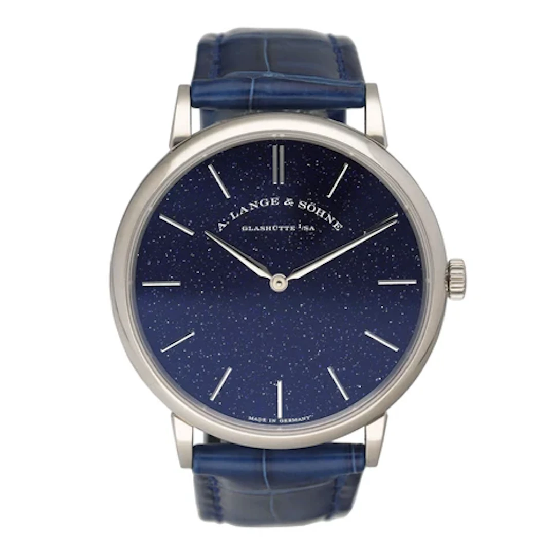 A. Lange & Sohne Saxonia Thin 205.086 Blue Dial Mens Watch Box Papers