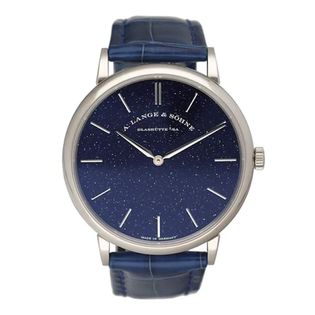 A. Lange & Sohne Saxonia Thin 205.086 Blue Dial Mens Watch Box Papers