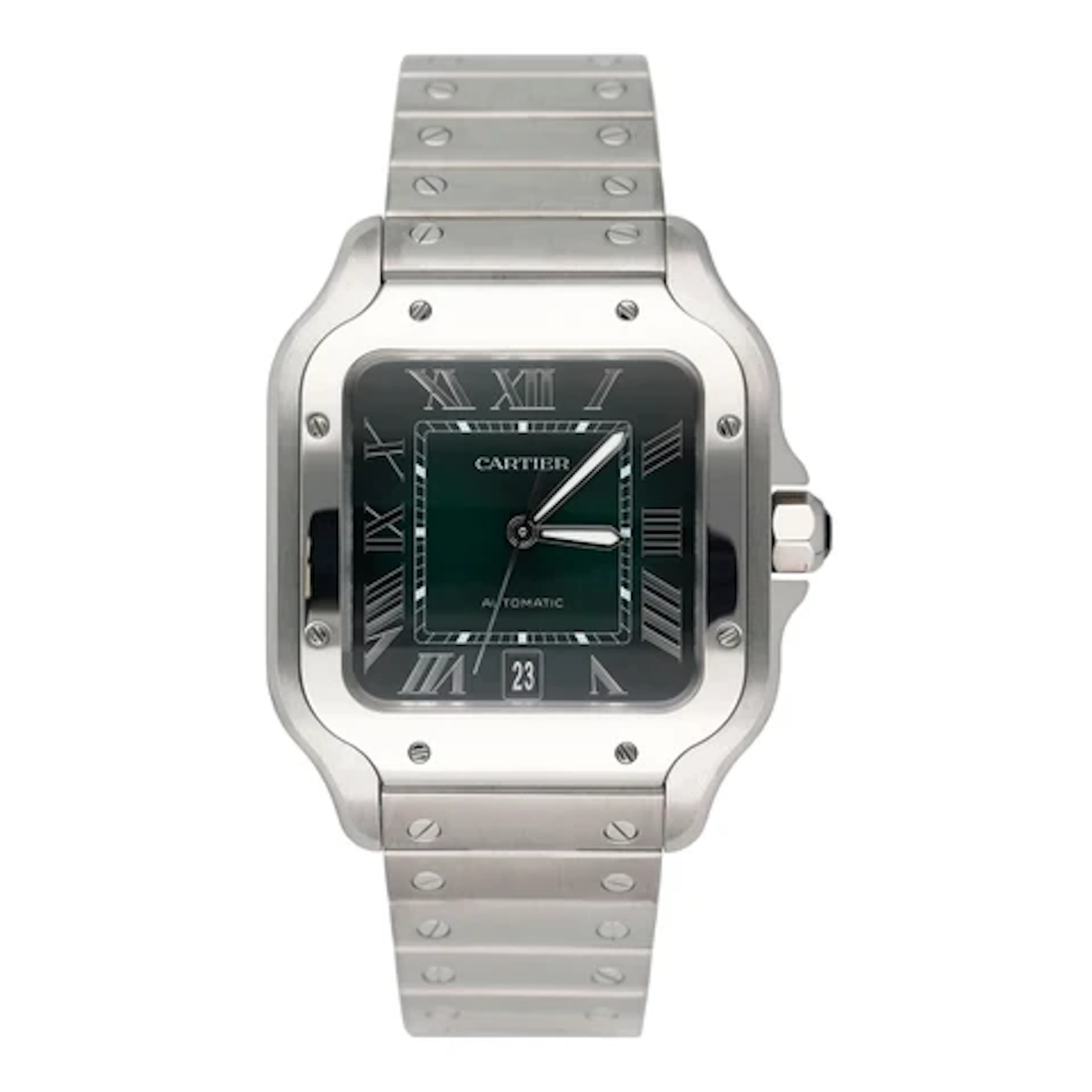 Cartier Santos WSSA0062 Green Dial Mens Watch Box Papers