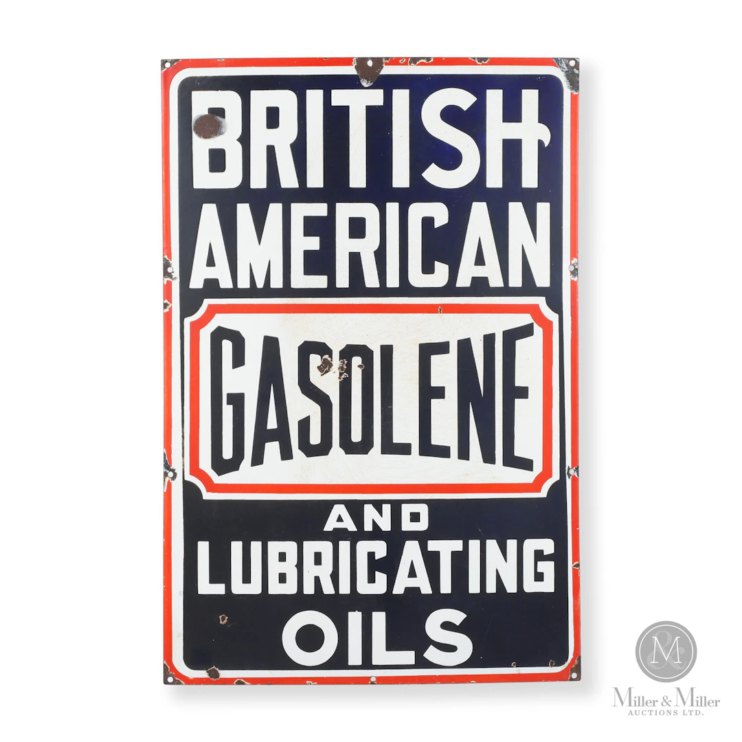 British American Gasolene Oils Sign