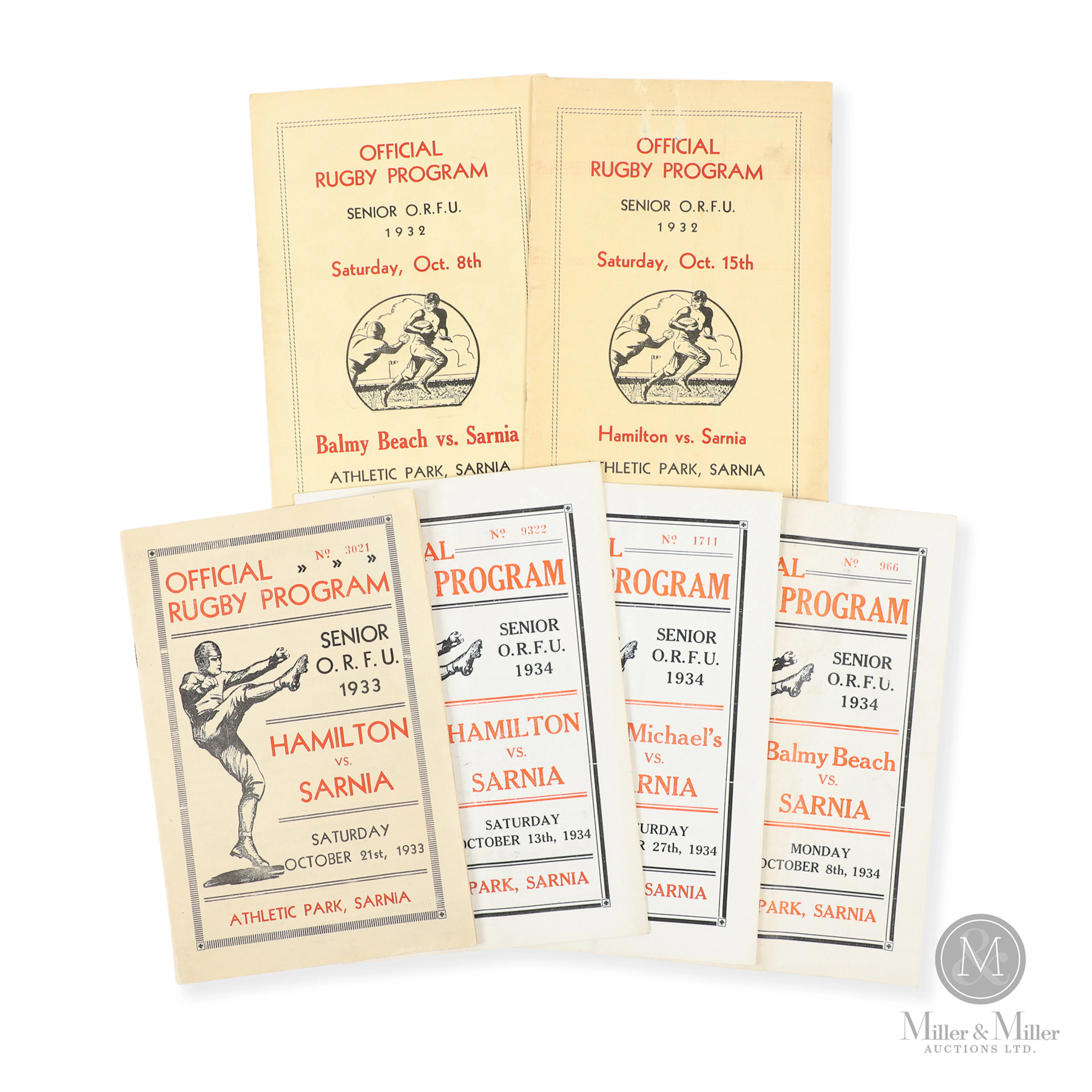 1932-34 Sarnia Imperials Senior O.R.F.U Programs (6)