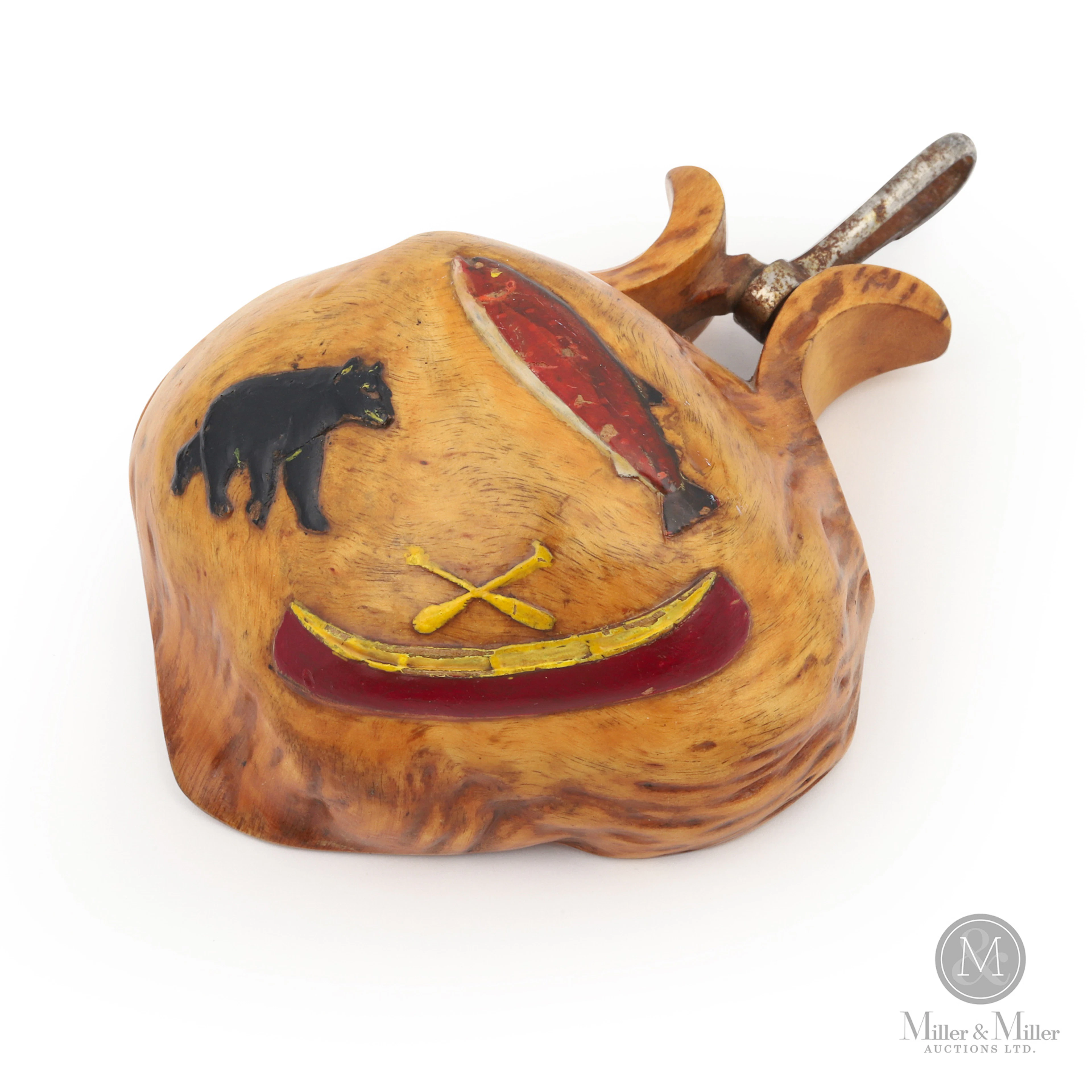 Trout, Bear and Canoe Relief Carved Canoe Cup