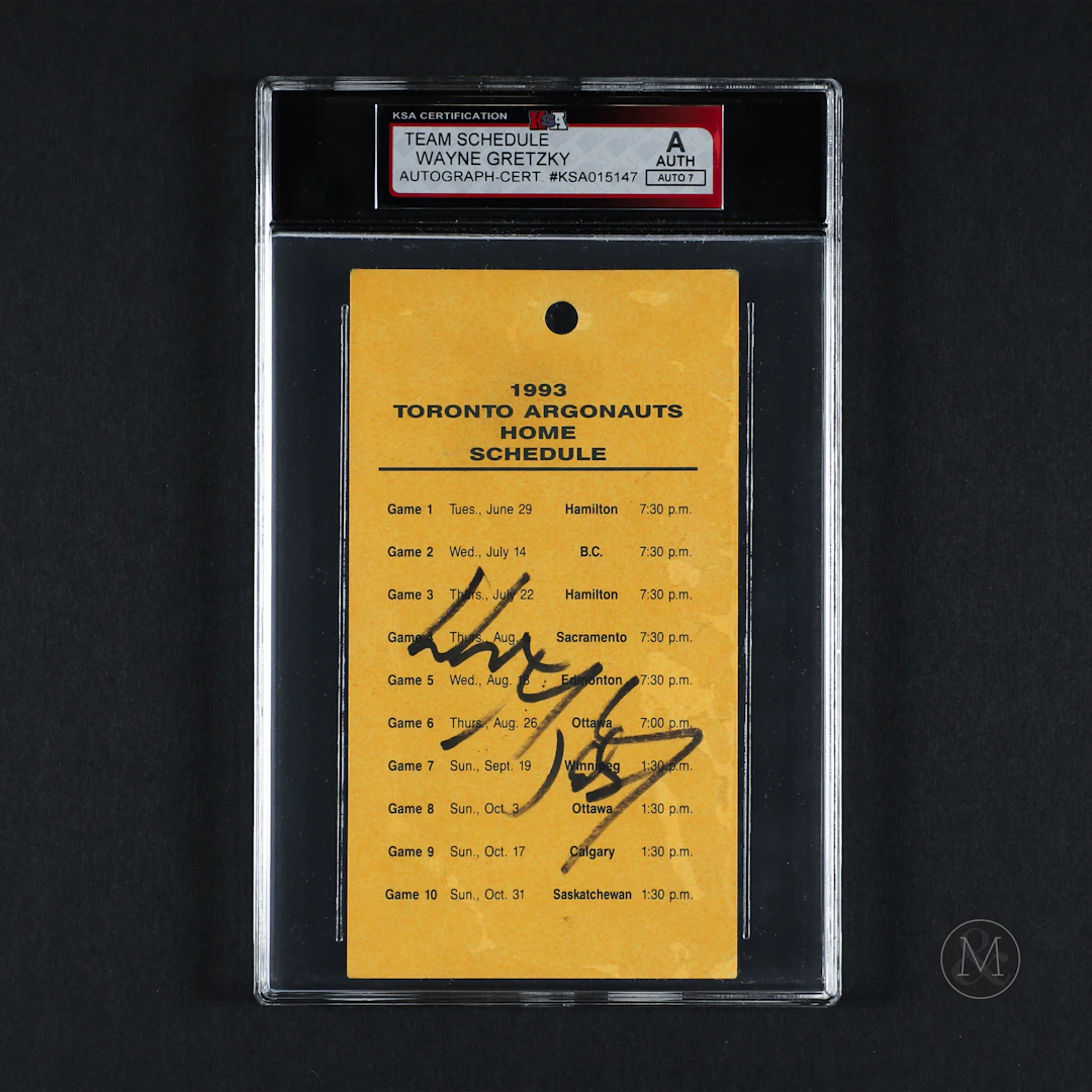 1993 Wayne Gretzky Signed Toronto Argos Schedule (KSA 7)
