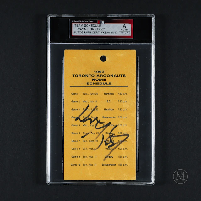 1993 Wayne Gretzky Signed Toronto Argos Schedule (KSA 7)