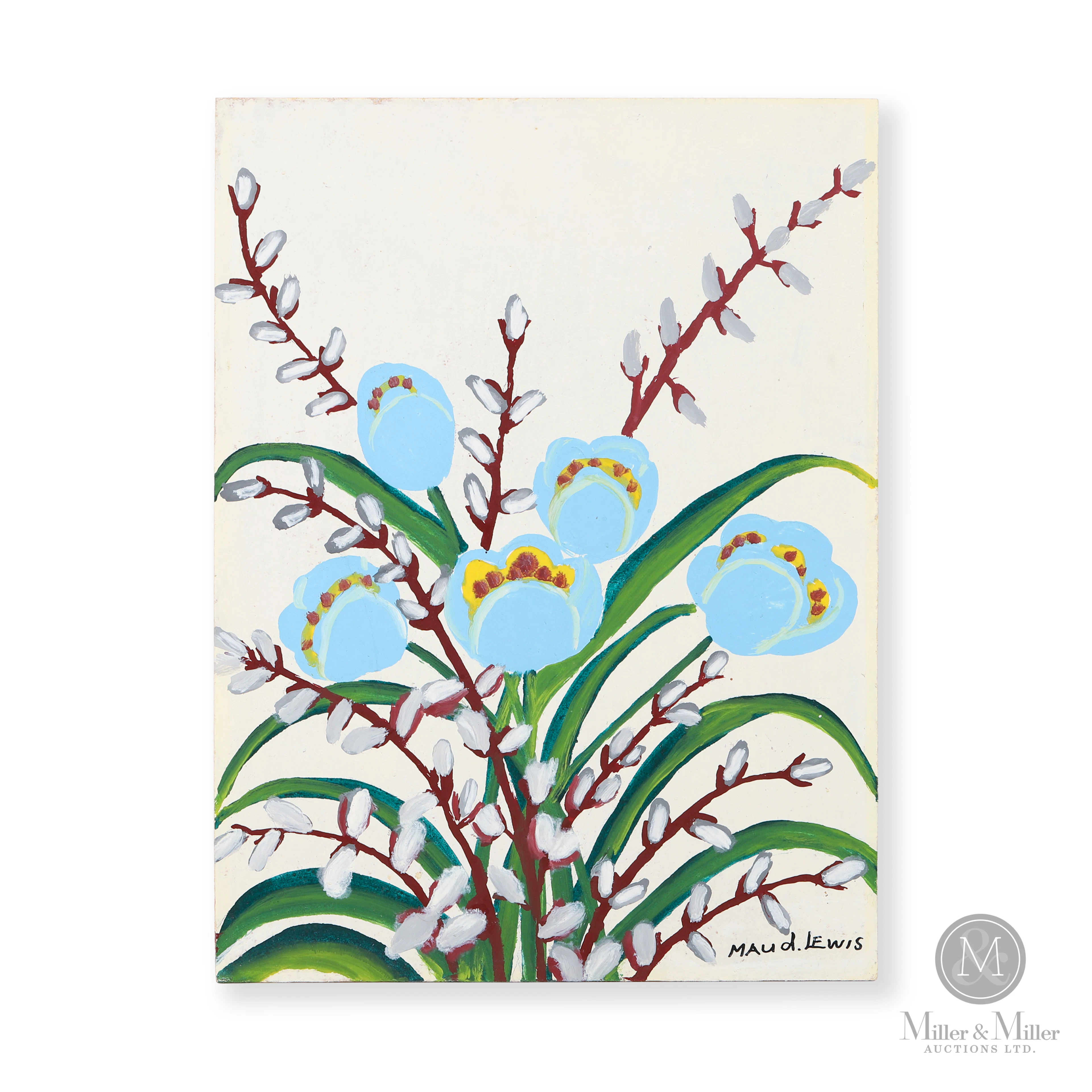 Maud Lewis Blue Tulips & Pussy Willows