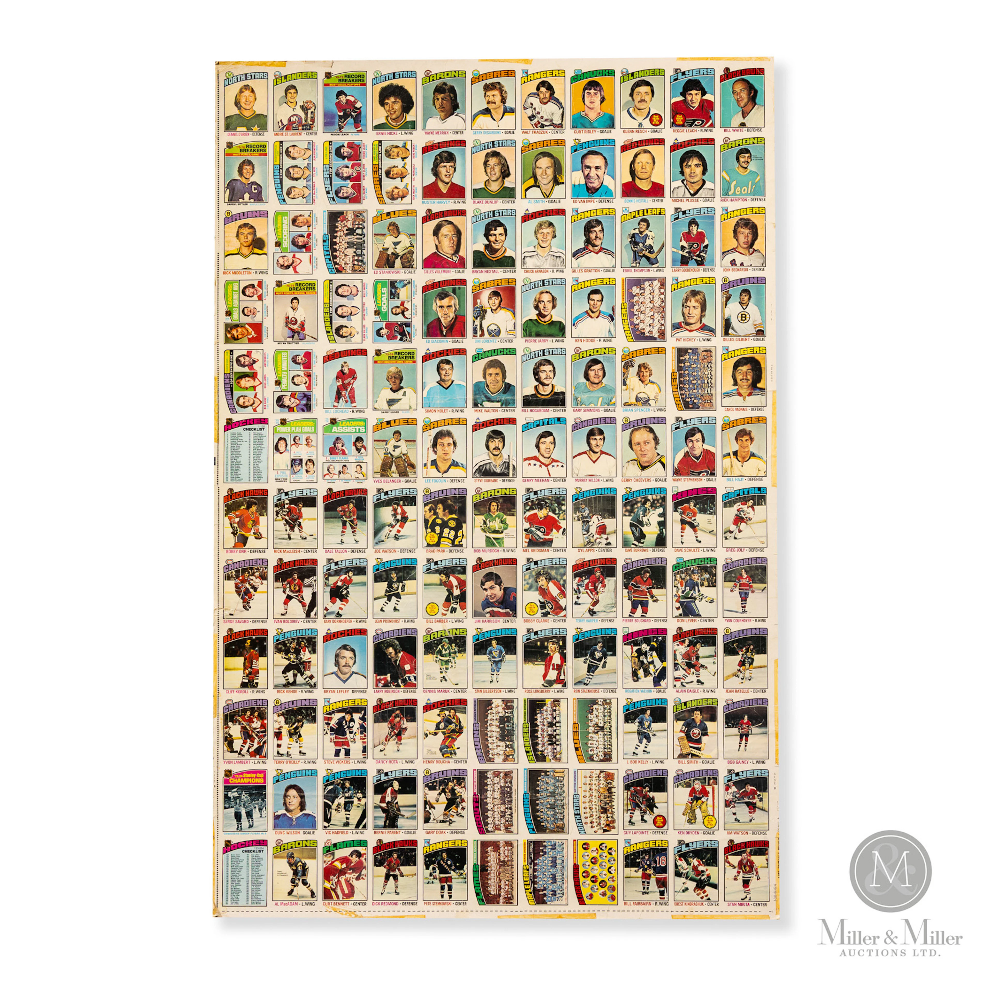 1976-77 O-Pee-Chee Hockey Uncut Sheet