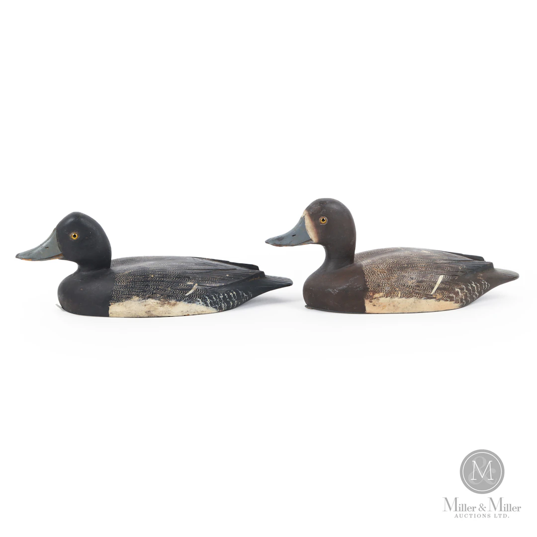 Pair of D. W. "Davey" Nichol Bluebill Decoys