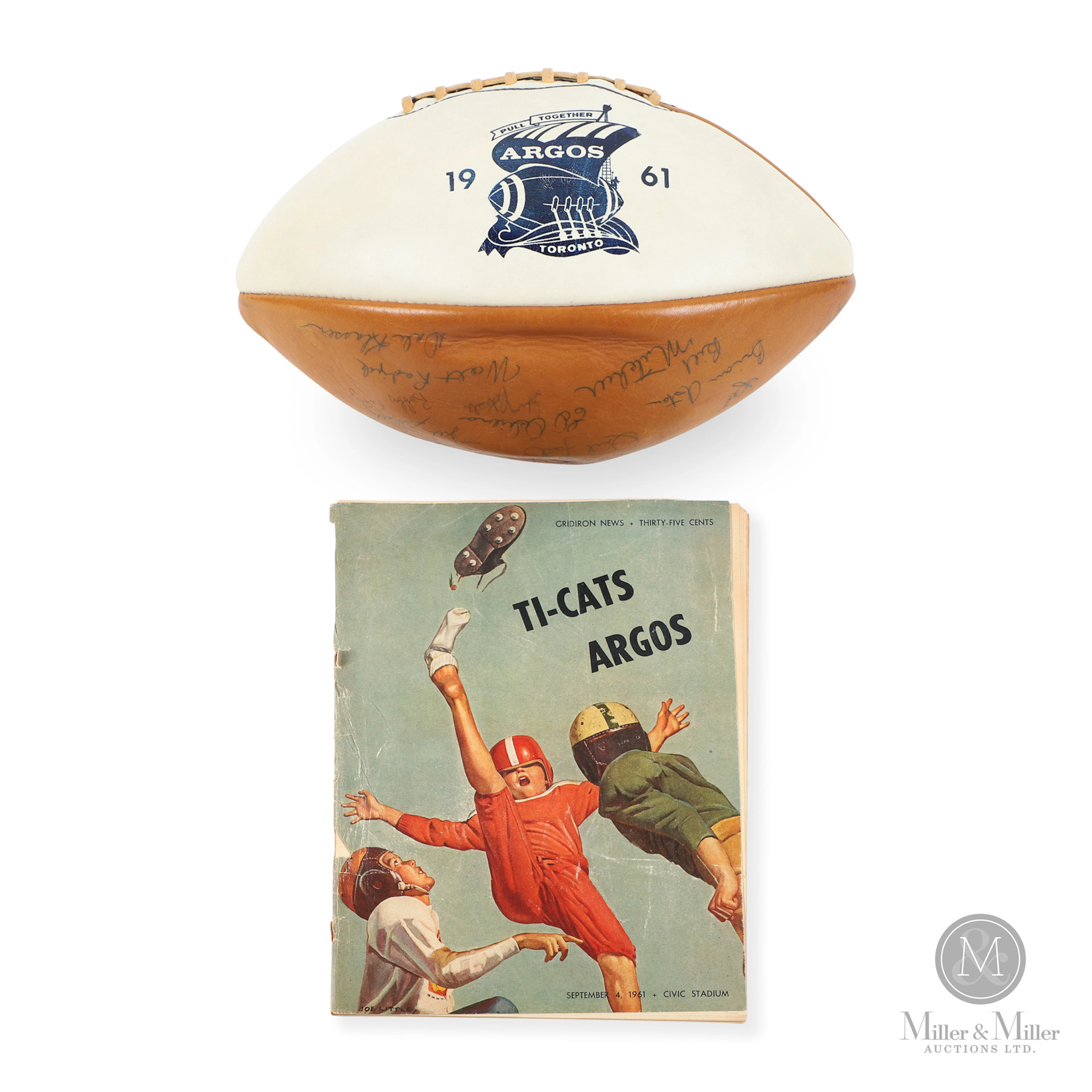 1961 Toronto Argonauts Team Signed Ball w/ Program