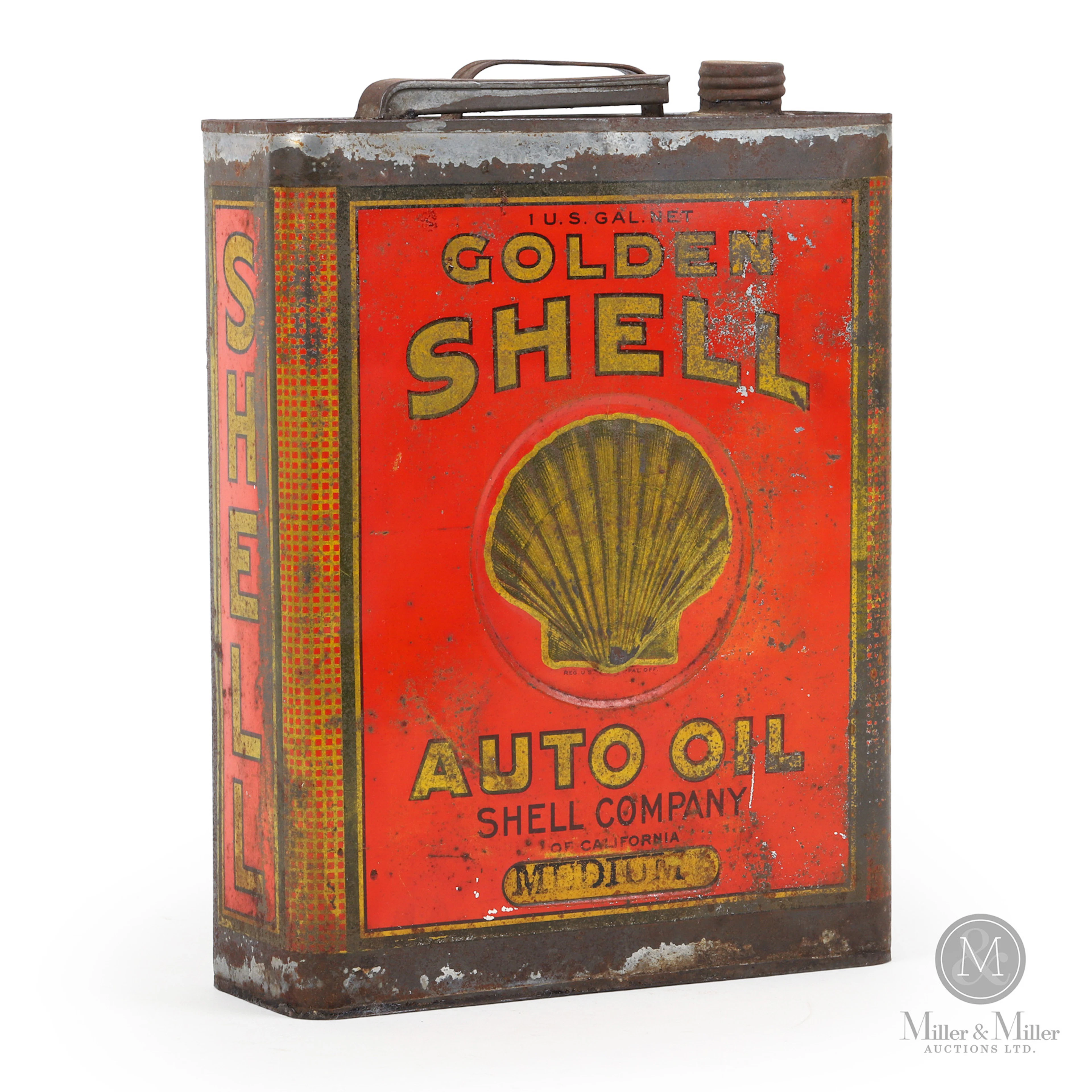 Golden Shell Auto Oil U.S. Gallon Tin