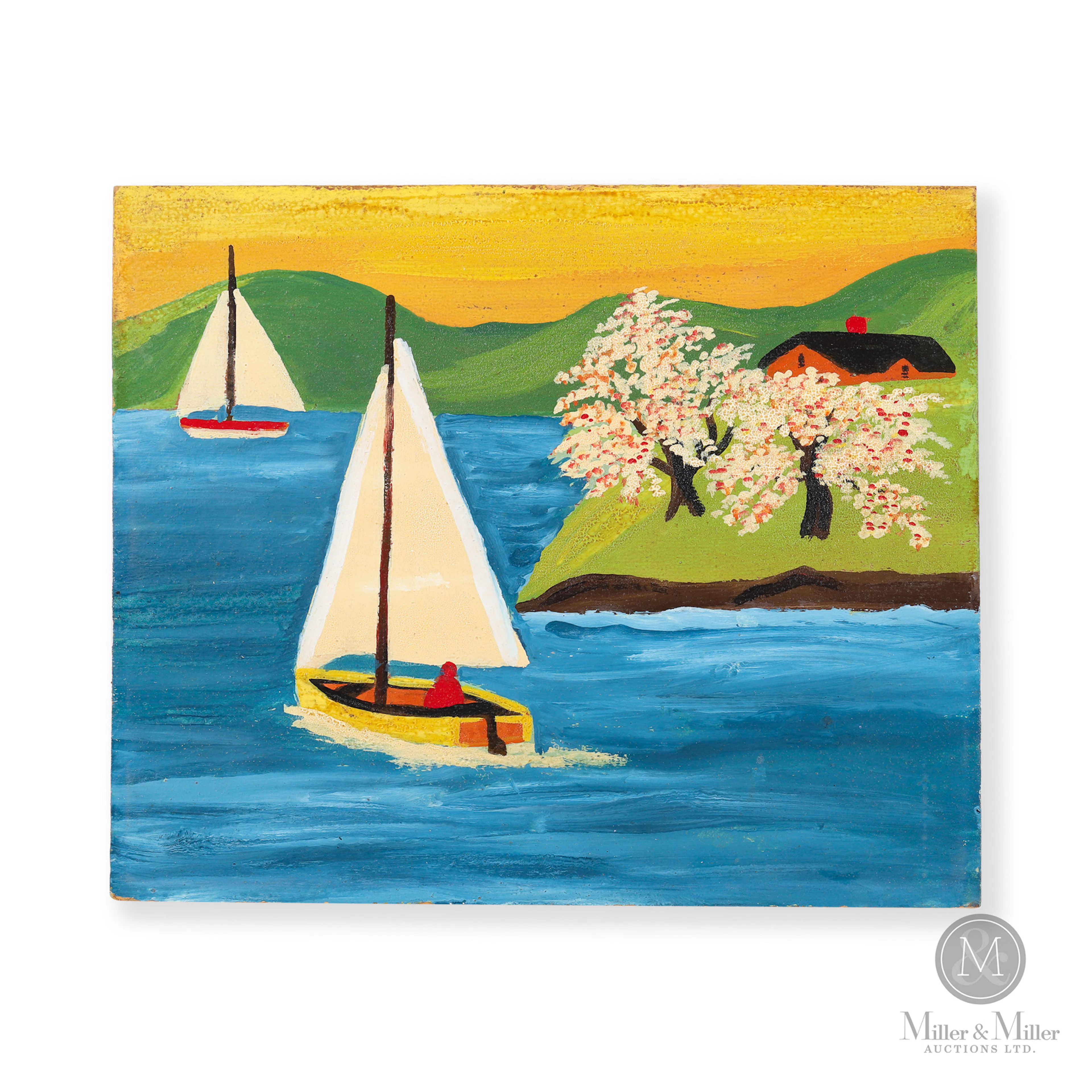 Maud Lewis Sailboats and Cherry Blossoms