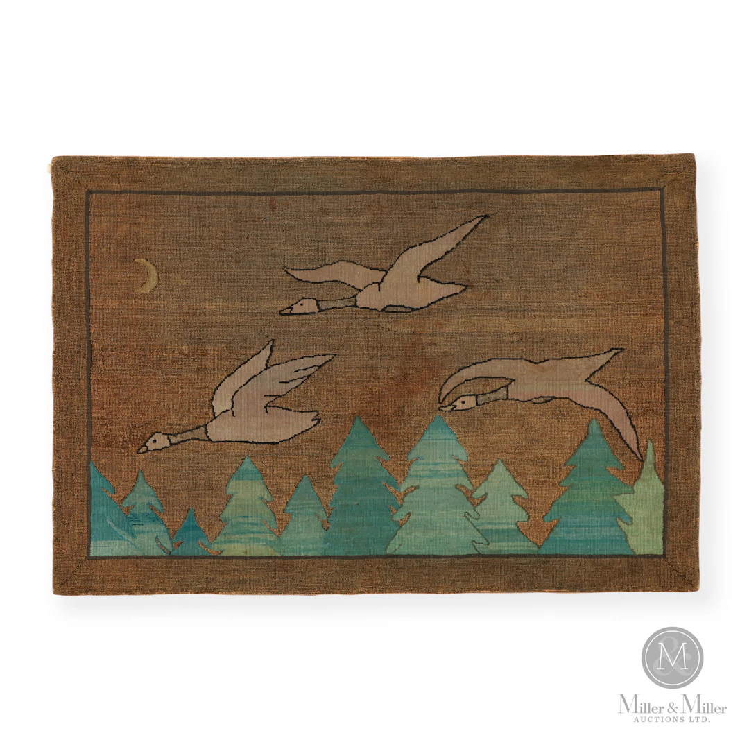 Grenfell Three Geese with Crescent Moon