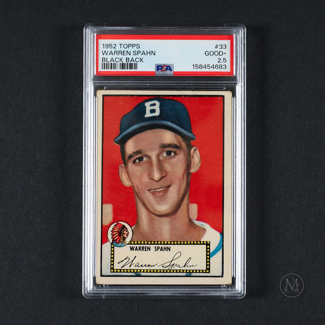 1952 Topps #33 Warren Spahn Black Back (PSA 2.5 GD+)