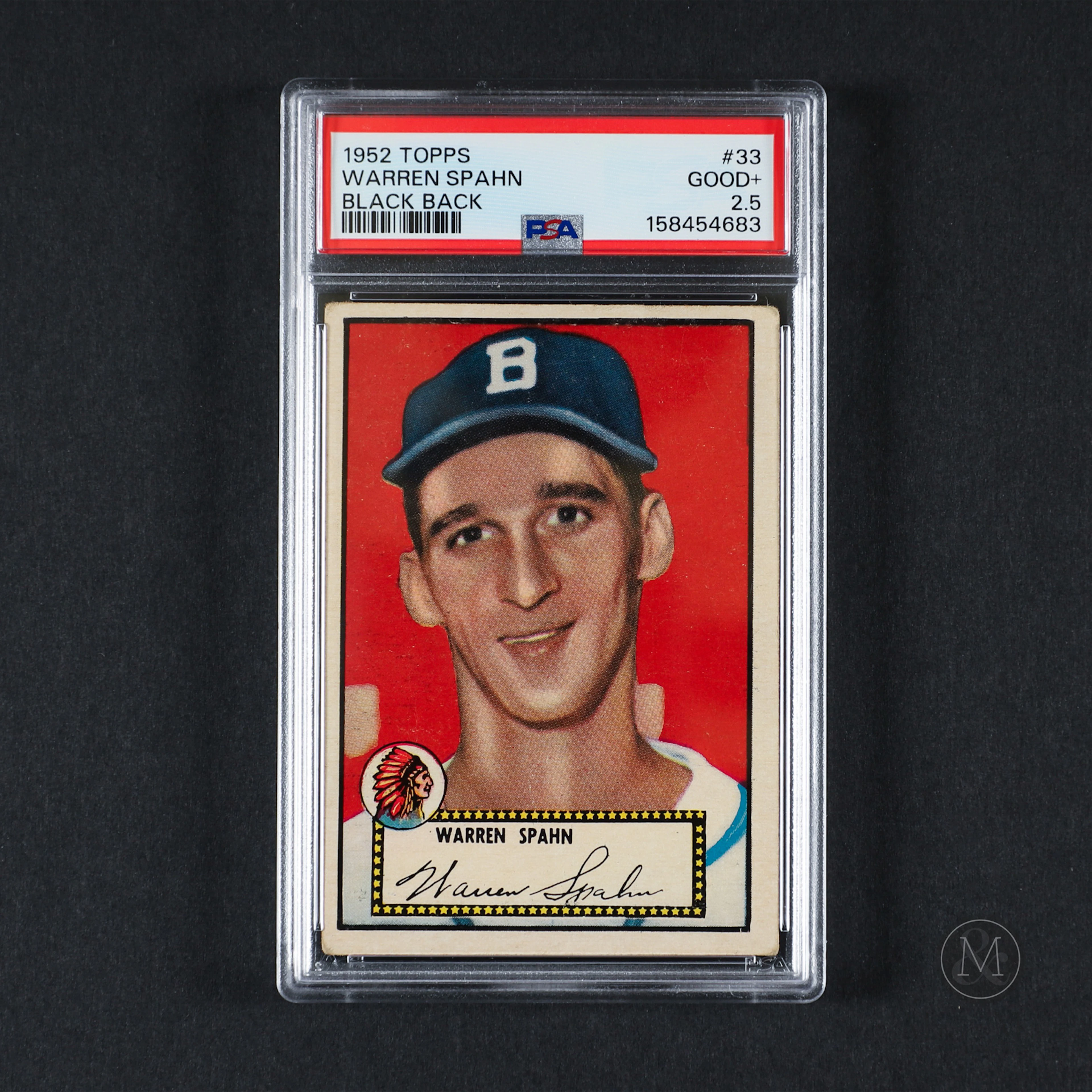 1952 Topps #33 Warren Spahn Black Back (PSA 2.5 GD+)