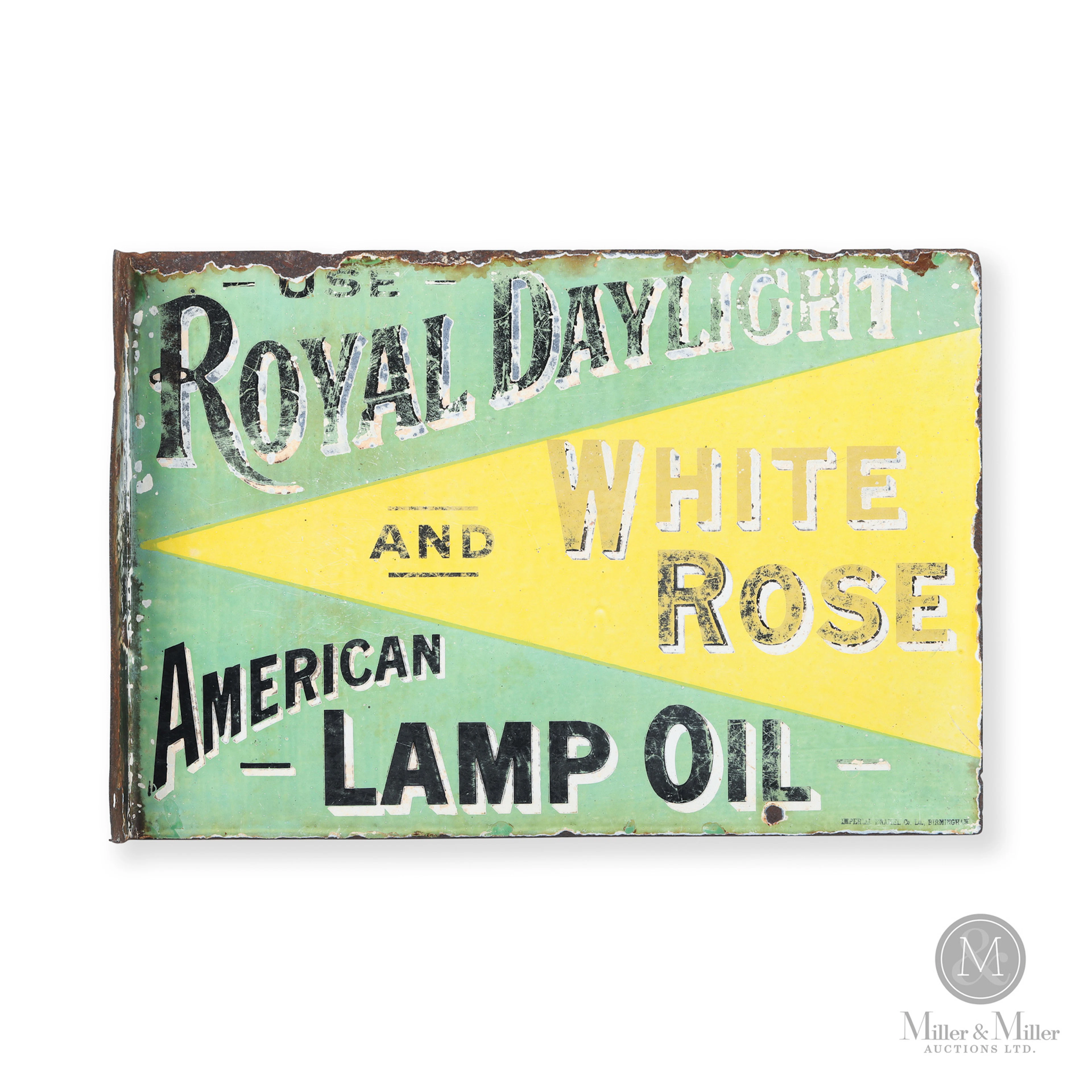 White Rose, Royal Daylight and American Lamp Oil Flange Sign