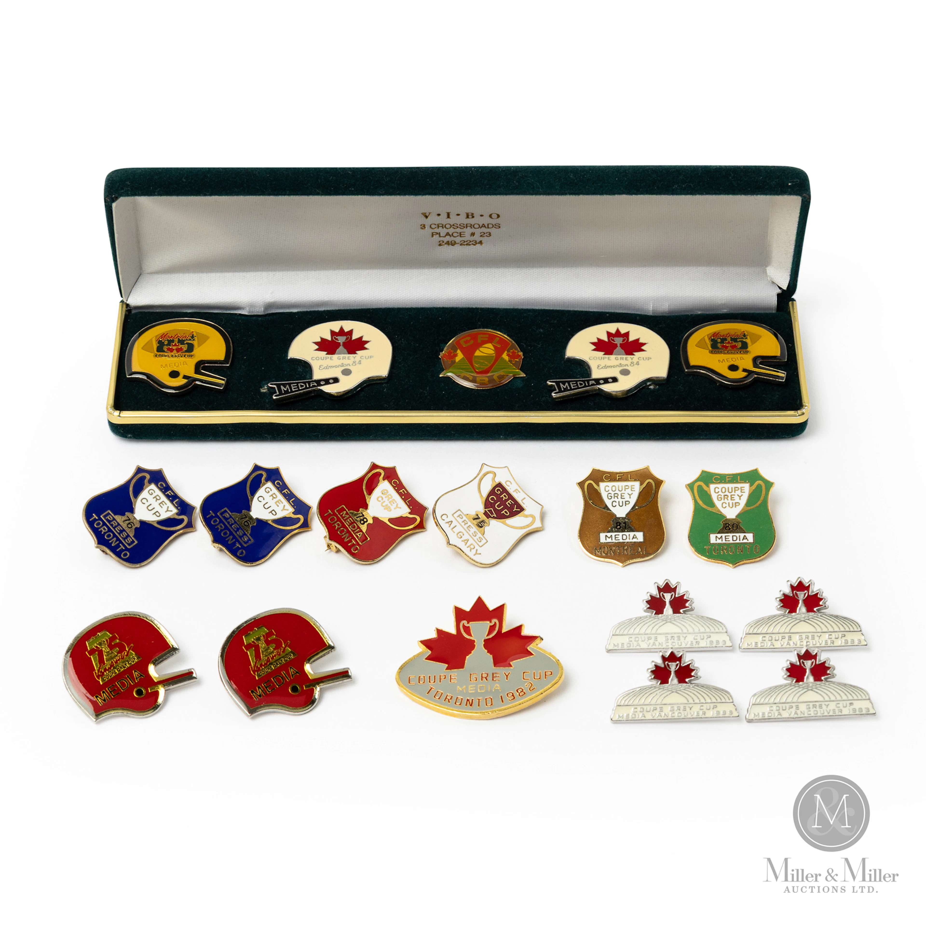 1975-87 CFL Super Bowl Press Pass Pins (18)