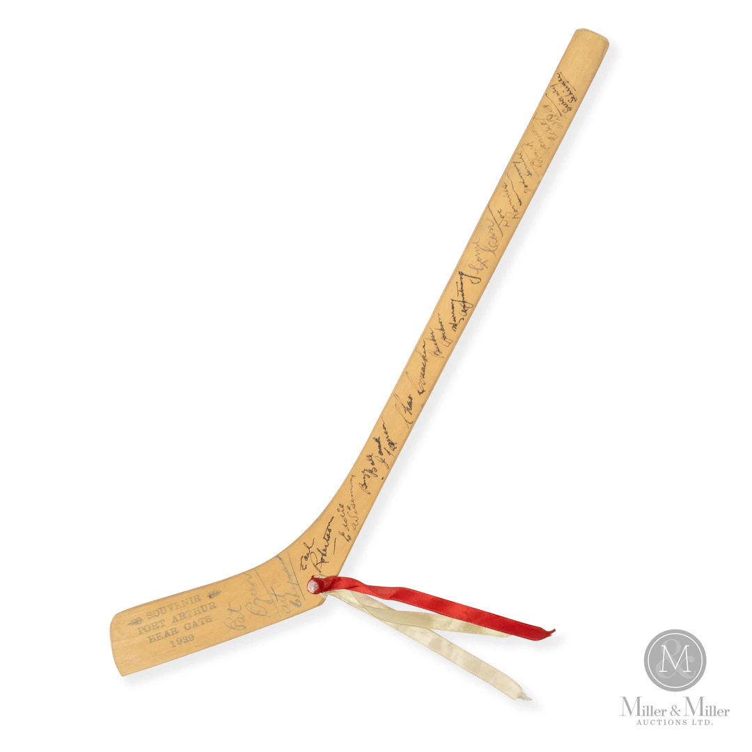 1939 New York Americans Team Signed Port Arthur Bear Cats Mini Stick