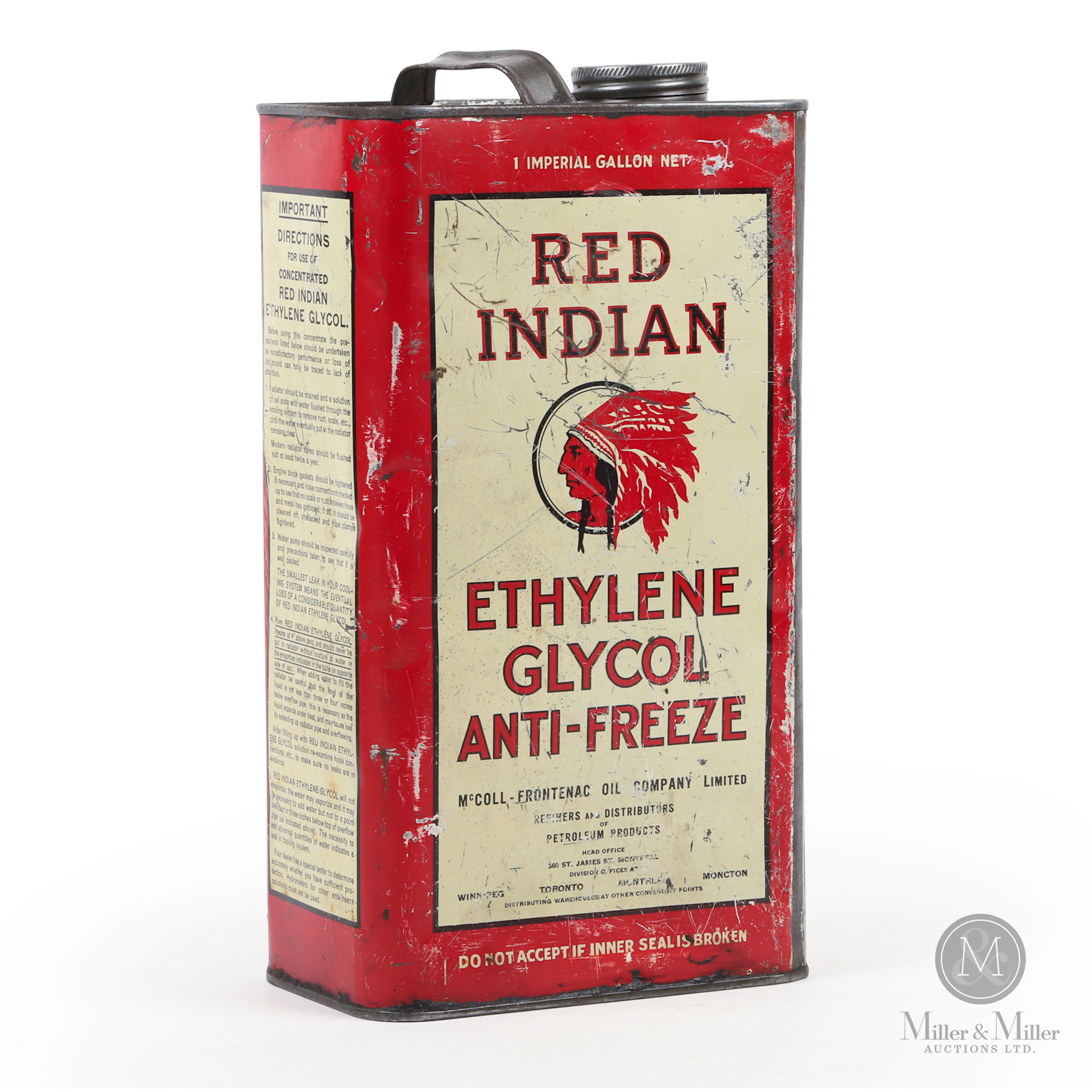 Red Indian Ethylene Glycol Anti-Freeze Imperial Gallon Tin