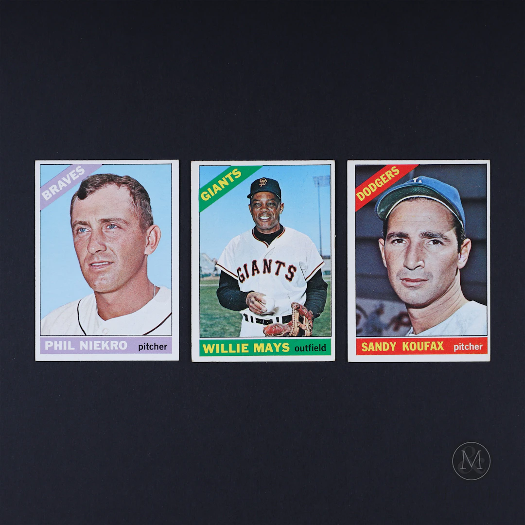 1966 O-Pee-Chee Baseball HOF Trio (Mays, Koufax, Niekro)