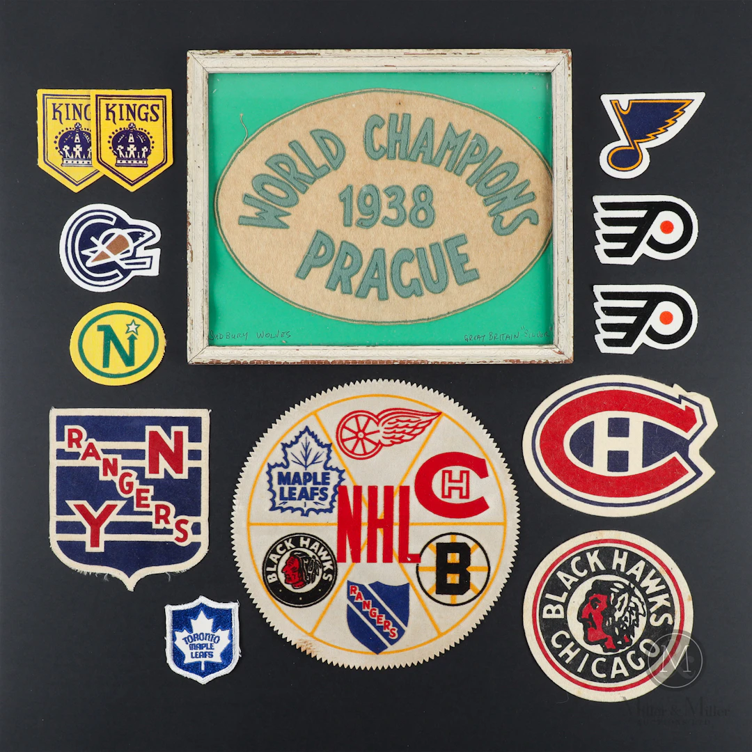 Vintage Hockey Patches (13) w/ 1938 Sudbury Wolves