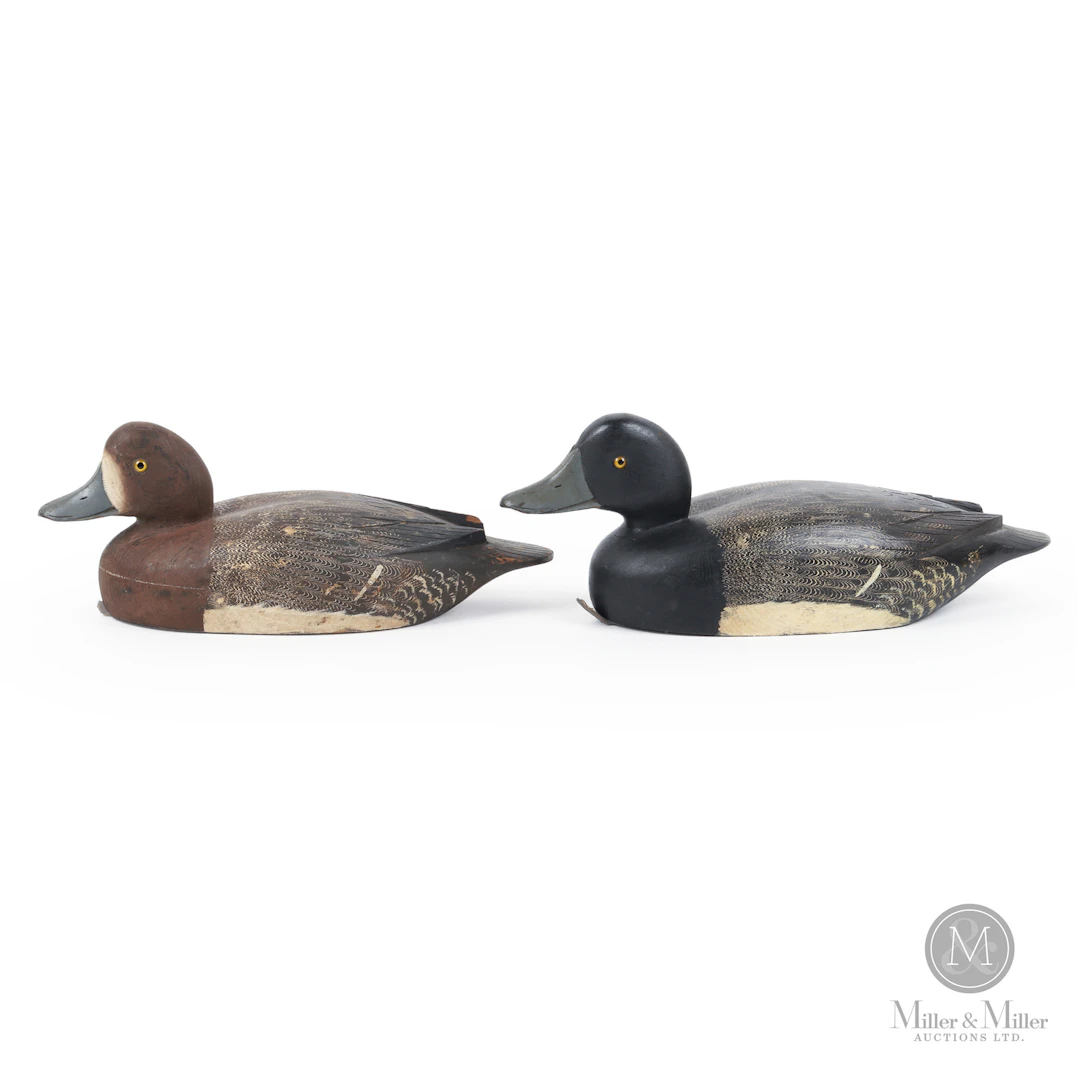 Pair of D. W. "Davey" Nichol Bluebill Decoys