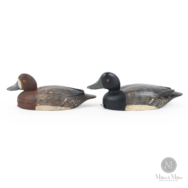 Pair of D. W. "Davey" Nichol Bluebill Decoys