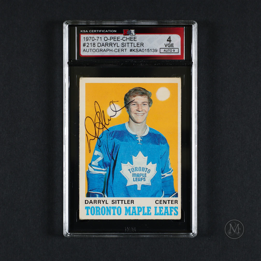 Signed 1970-71 O-Pee-Chee #218 Darryl Sittler (KSA 9 Auto)