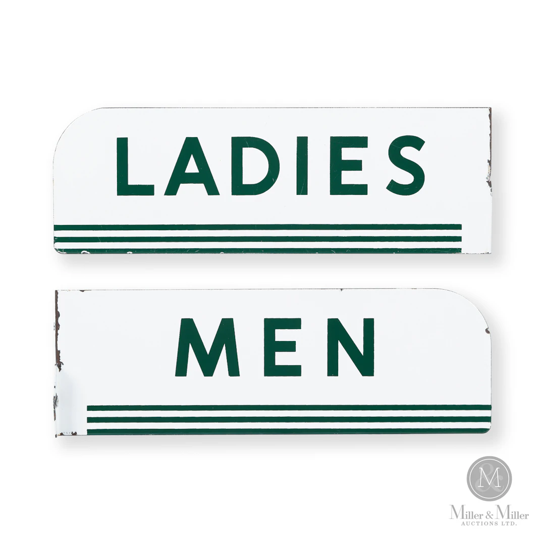 Texaco Men and Ladies Restroom Flange Signs