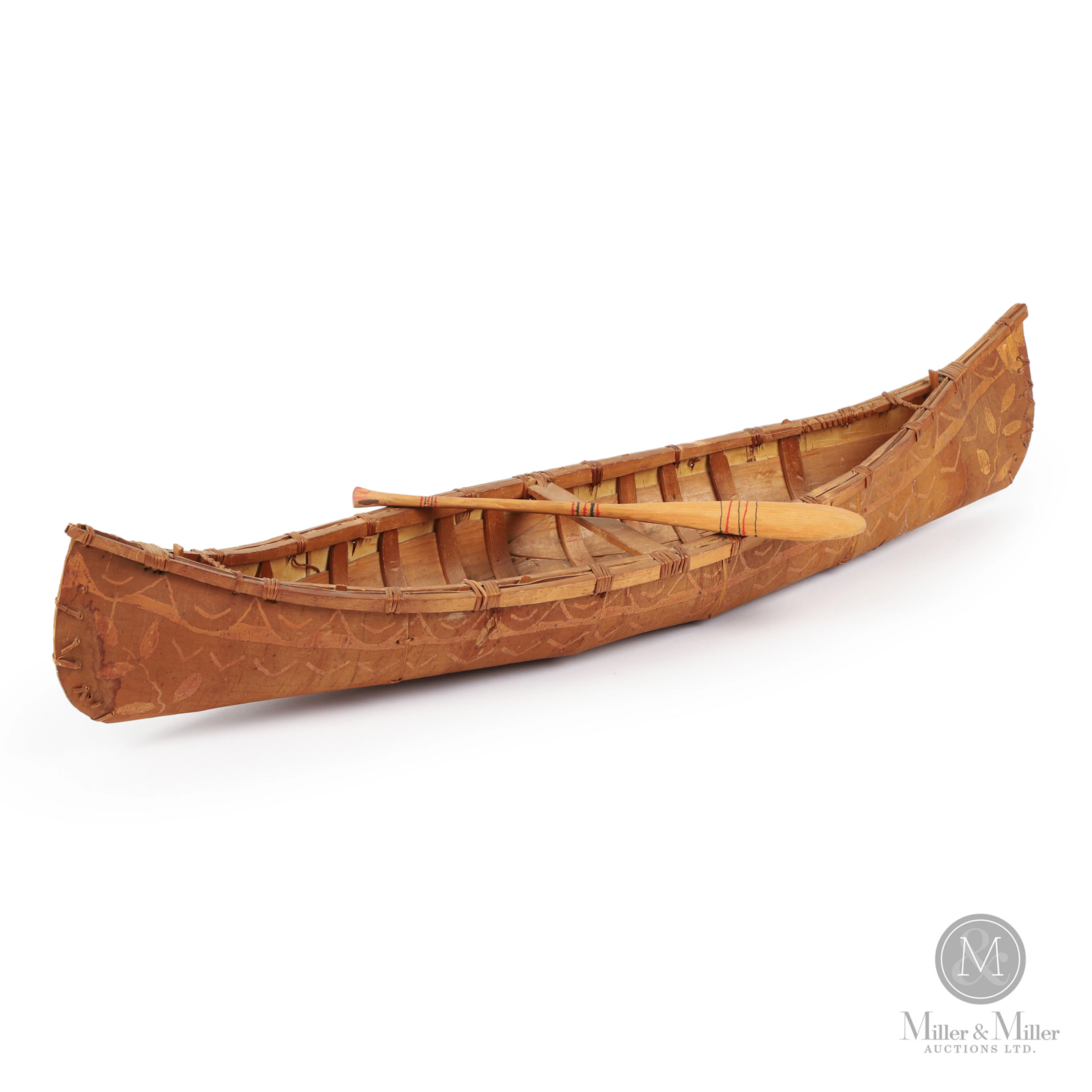 Native Birch Bark Canoe and Paddle