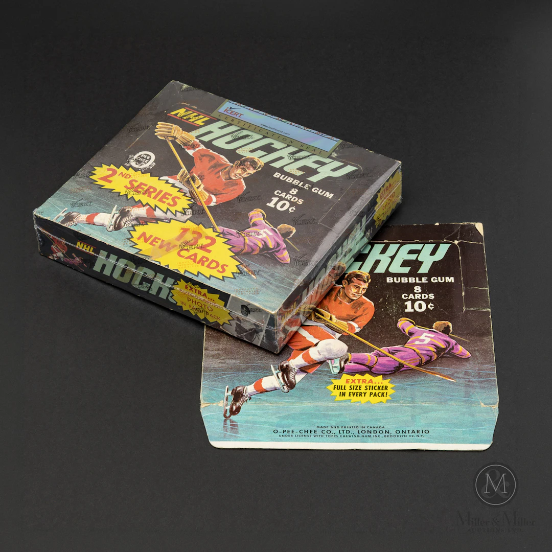 1970-71 O-Pee-Chee Series 2 Display Box (Icert 4 VG-EX) and Series 1 Box Top