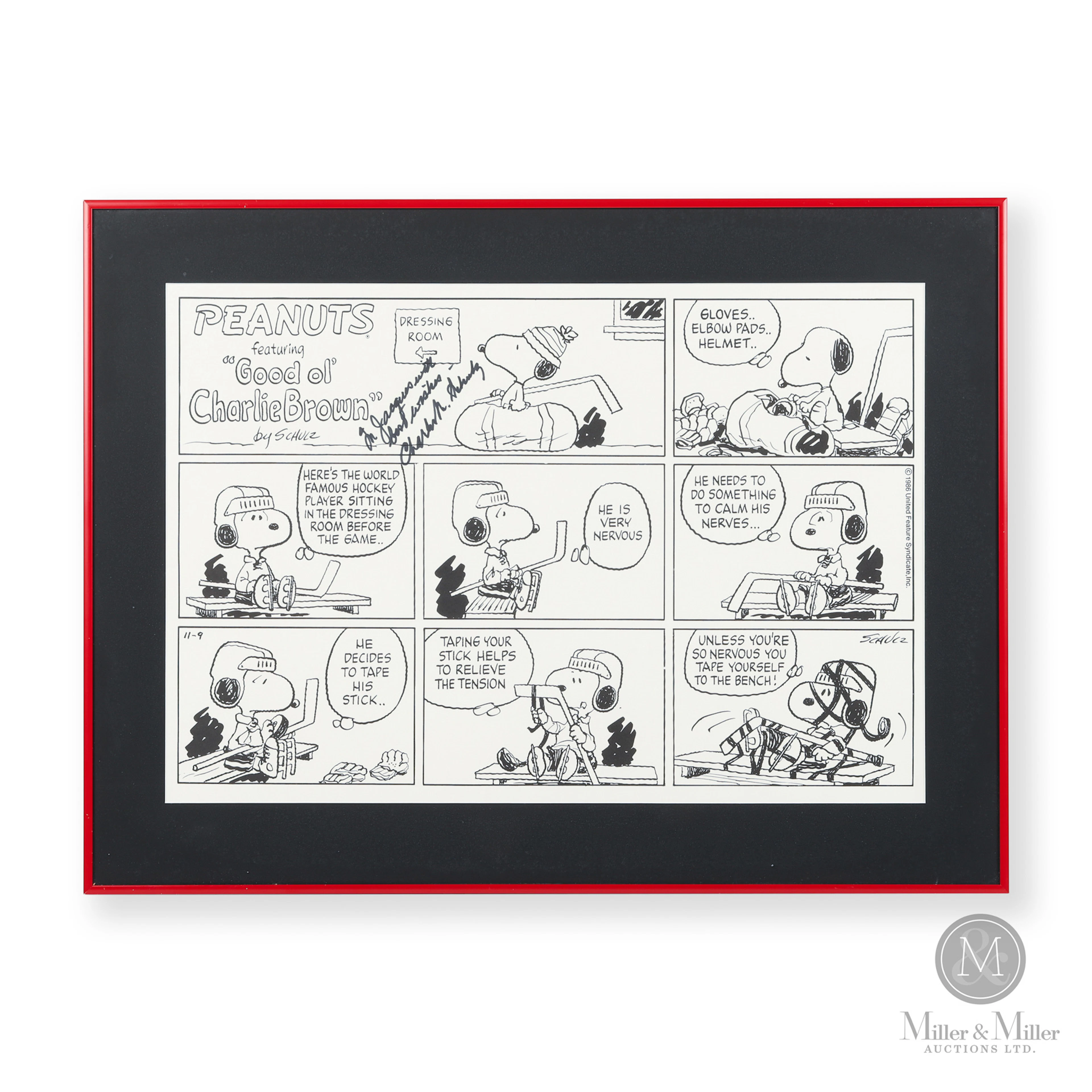 1986 Peanuts Comic Signed by Charles Schulz to Jacques Demers