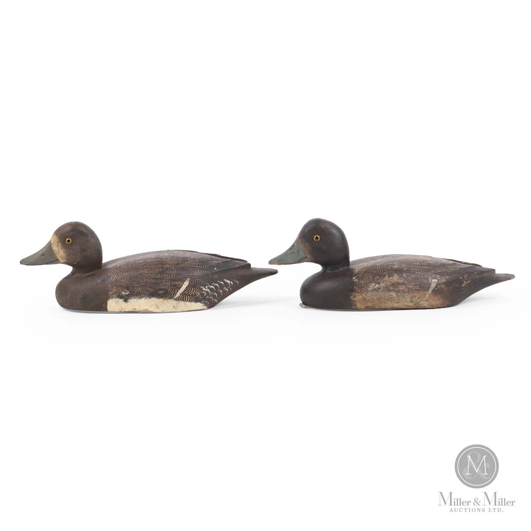 Pair of D. W. "Davey" Nichol Bluebill Hen Decoys