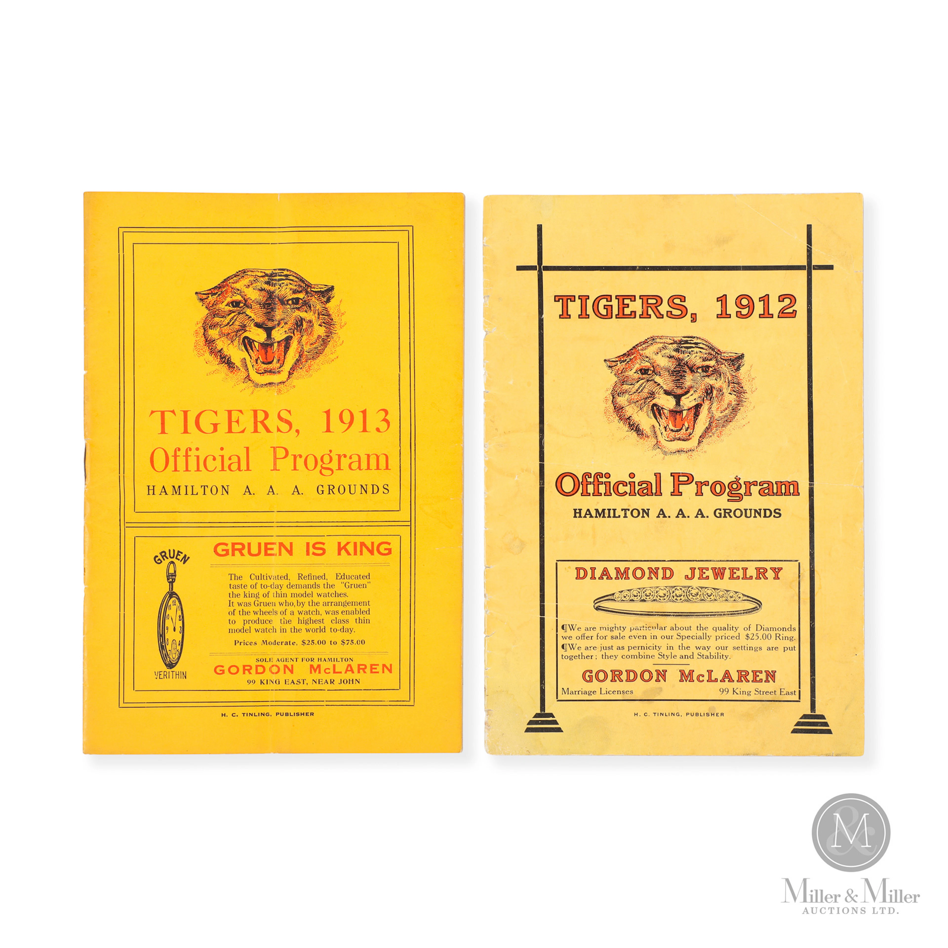 1912-1913 Hamilton Tigers Programs (2)
