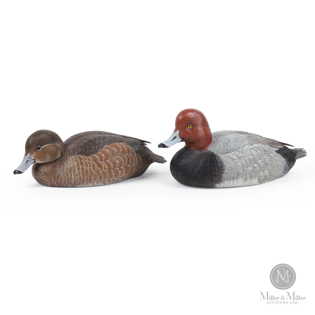 John G Percy Red Head Pair of Decoys