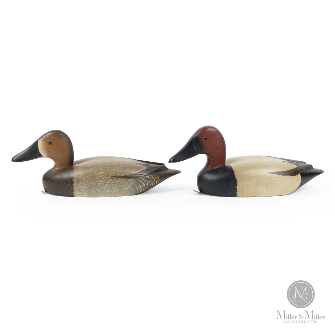 Pair of D. W. "Davey" Nichol Canvasback Decoys