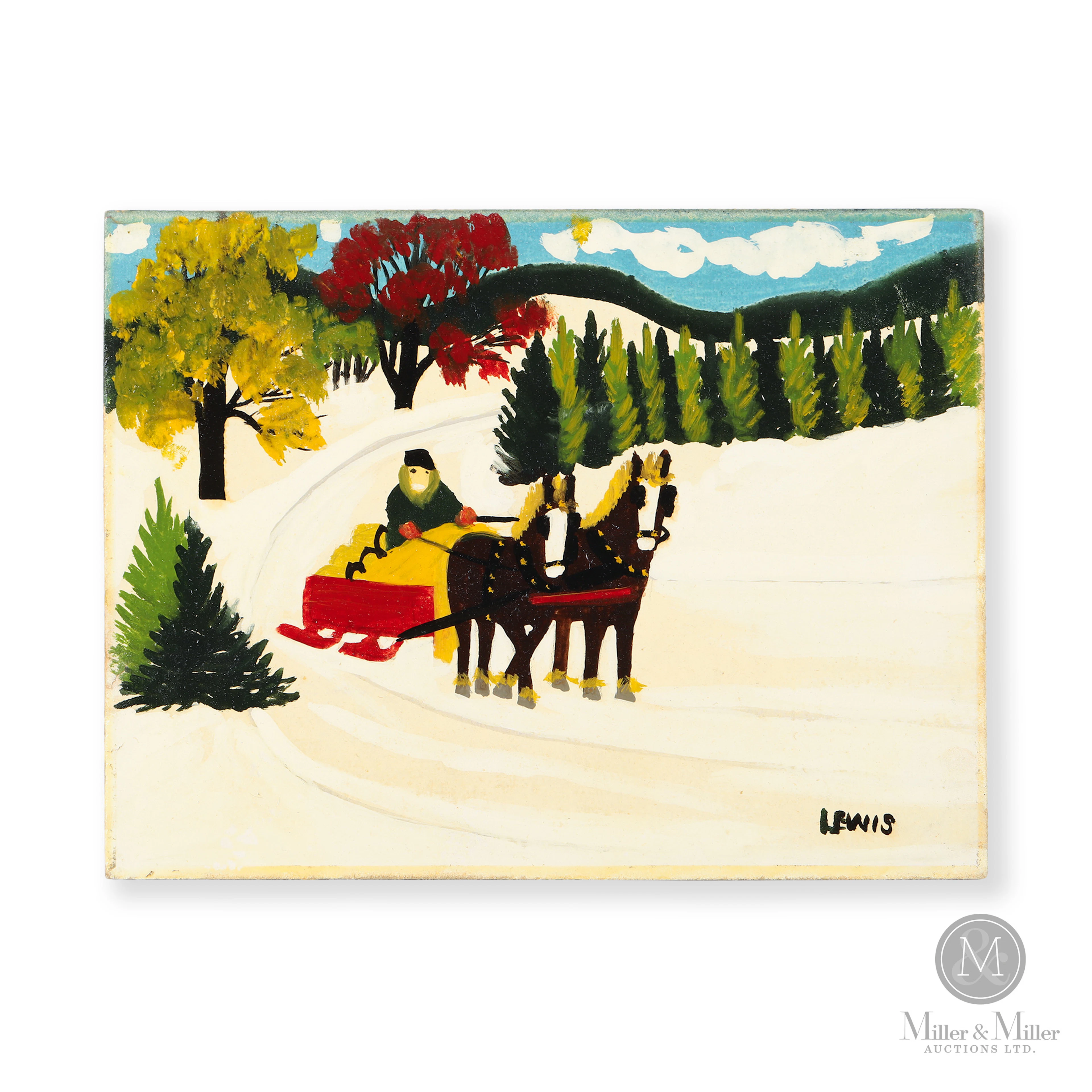 *PREVIEW LOT* Maud Lewis Clydesdales Drawing Sleigh