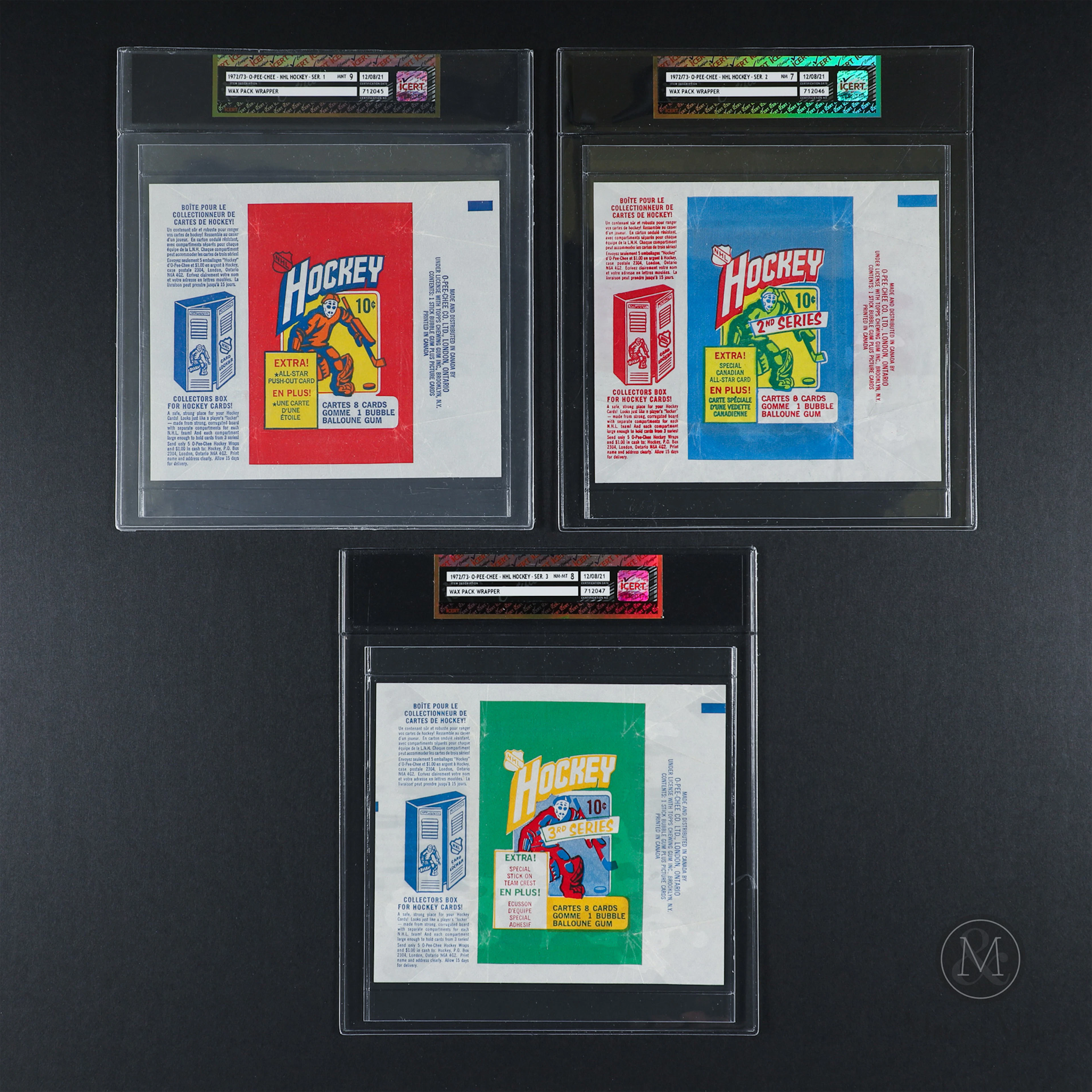 1972-73 O-Pee-Chee Series 1, 2, 3, Wrappers (3)
