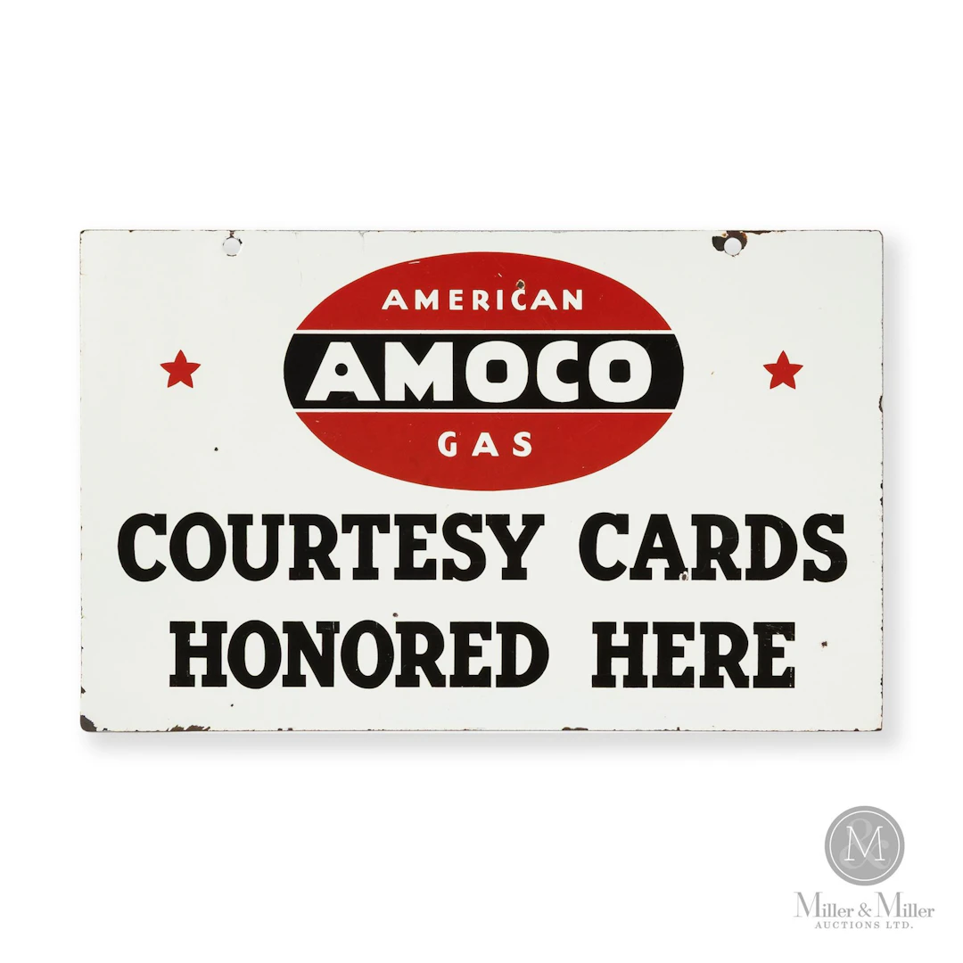 Amoco American Gas Cards Honored Sign