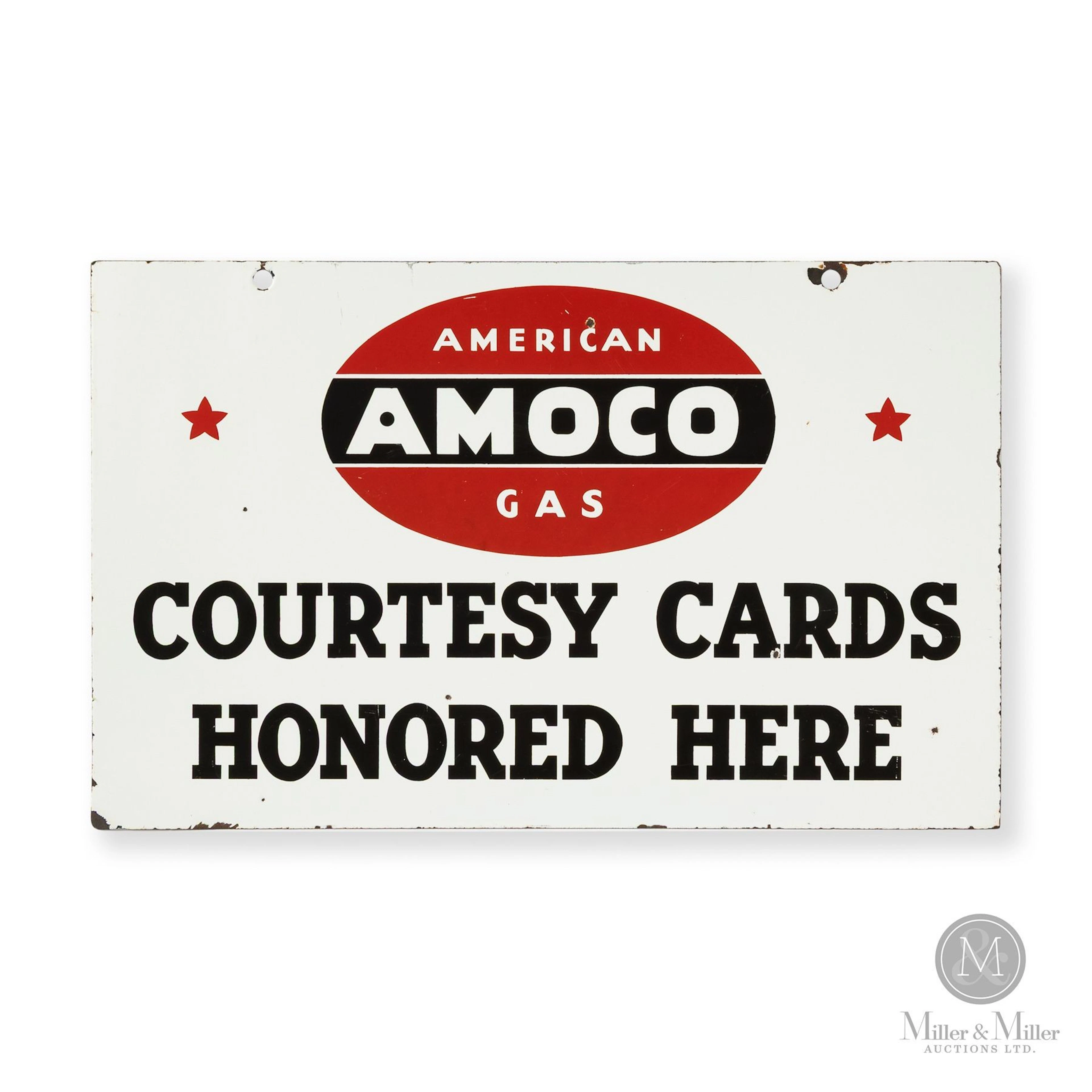 Amoco American Gas Cards Honored Sign