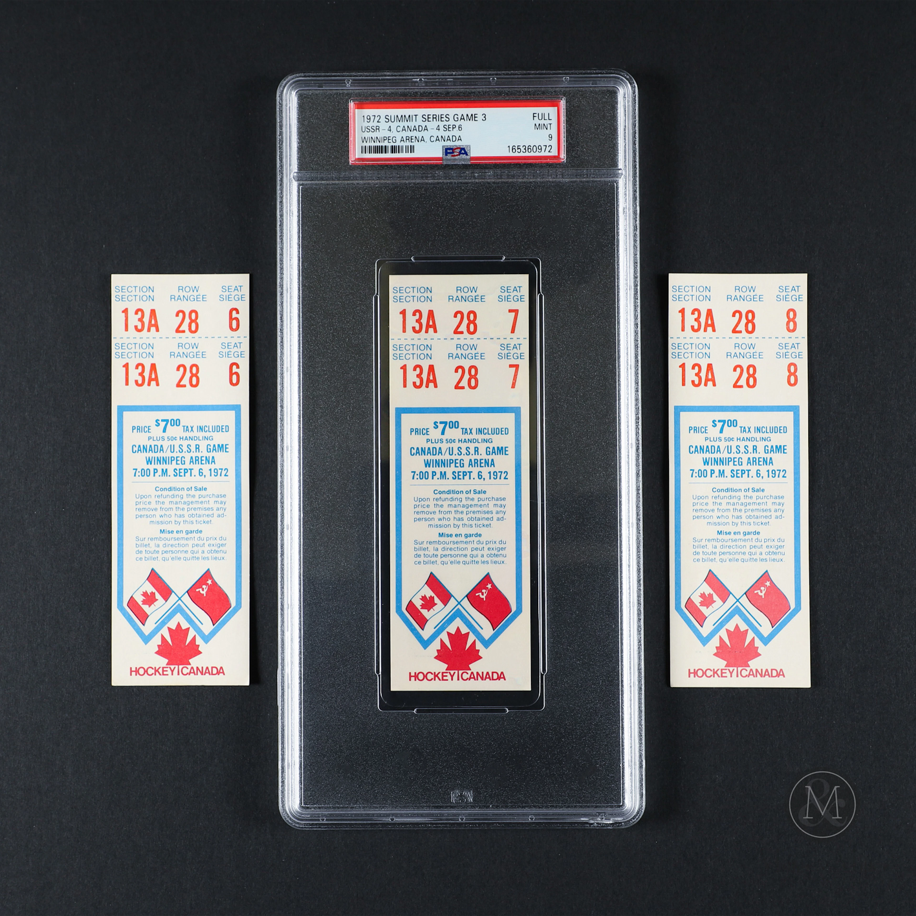1972 Summit Series Game 3 Consecutive Seat Run Full Tickets (3)