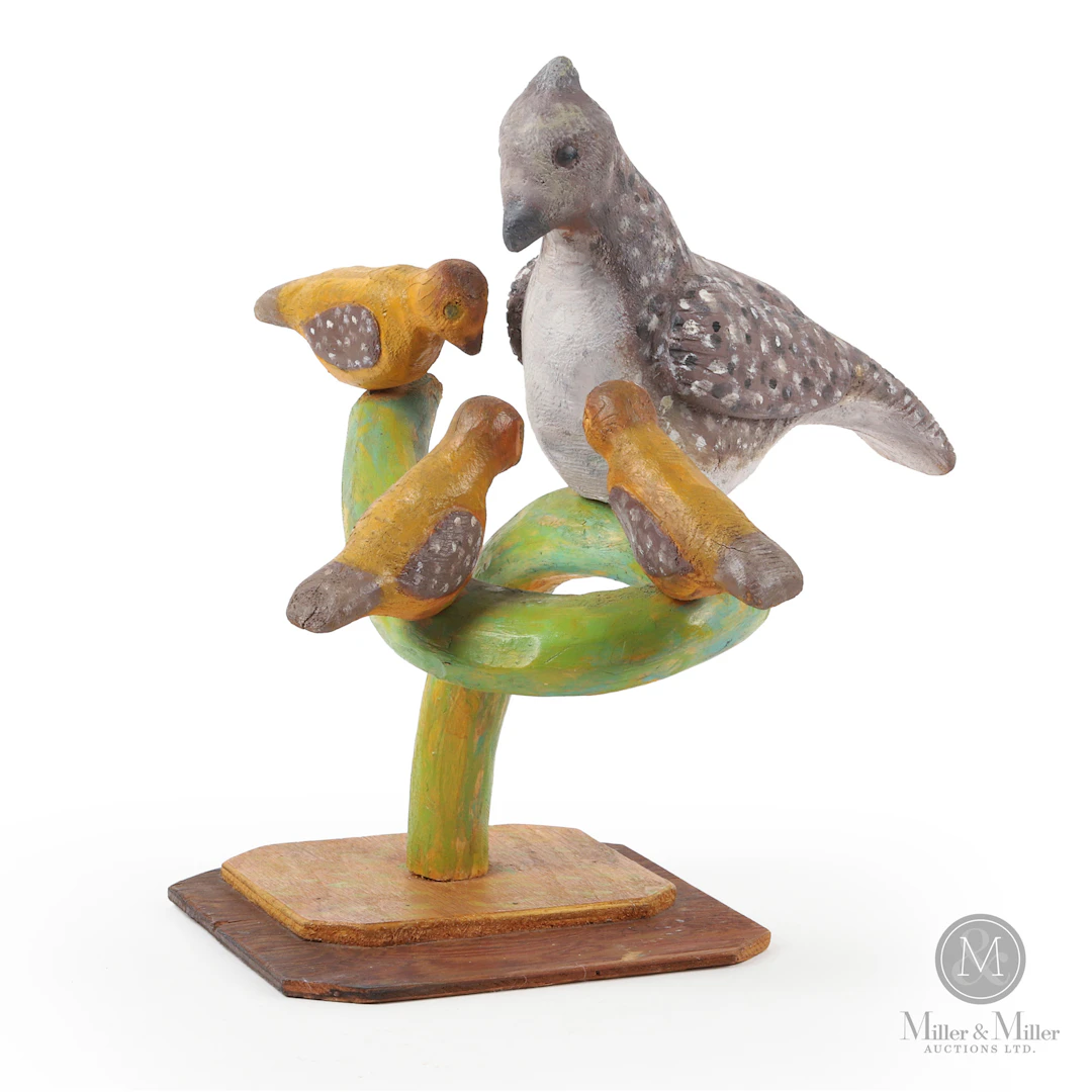 Ewald Rentz Mother and Baby Grouse on a Log