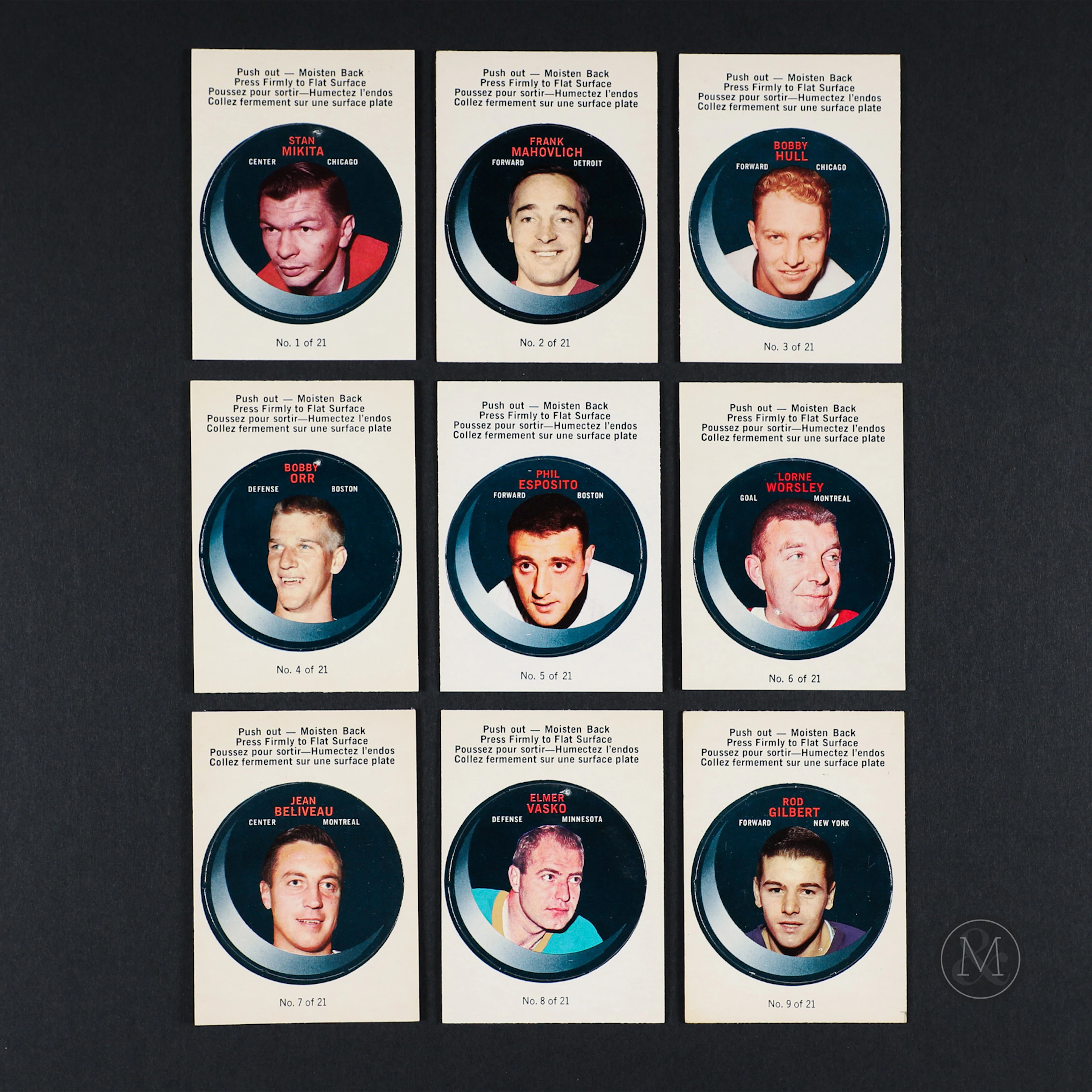 1968-69 O-Pee-Chee Puck Sticker Set (21/21) w/ Howe