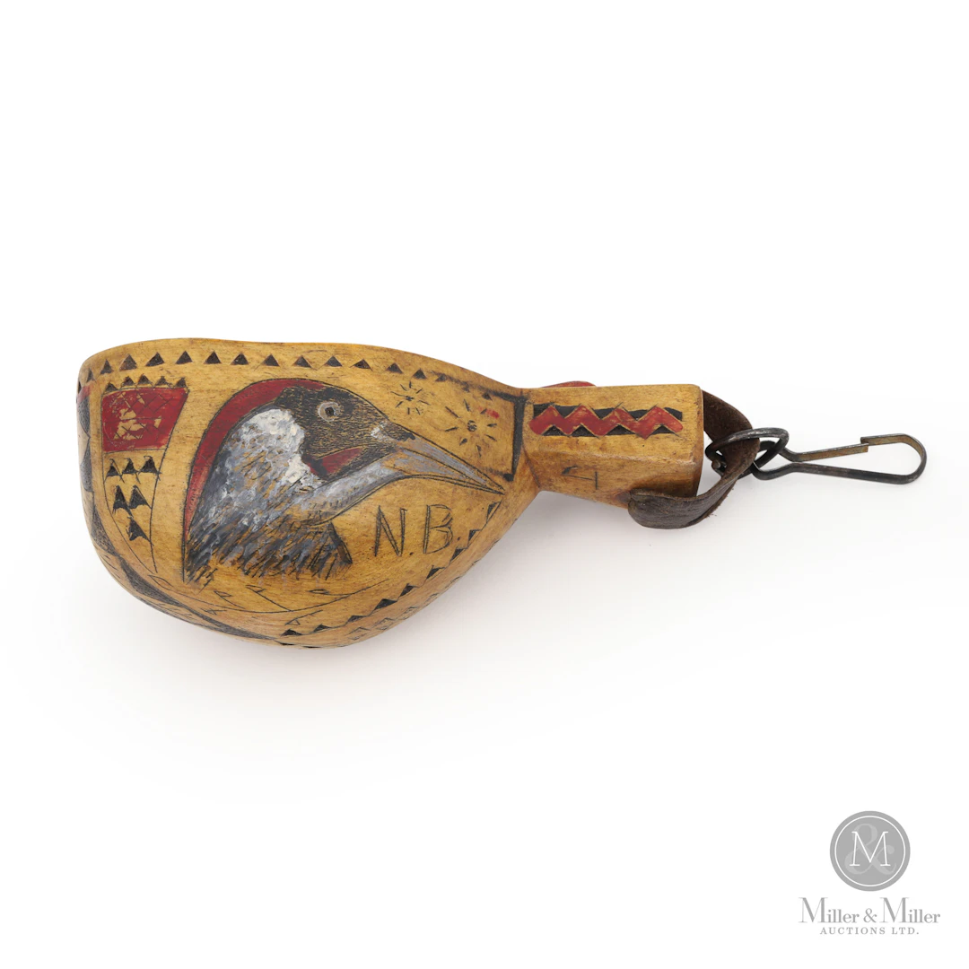 Carved NB Painted Bird Canoe Cup