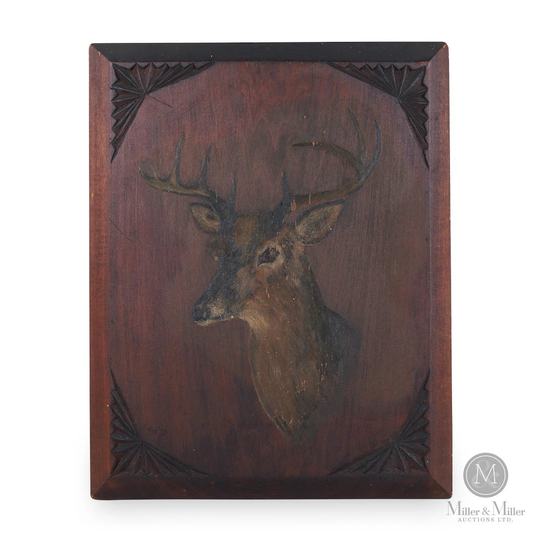 Hichory Raised Wooden Panel Painted Buck