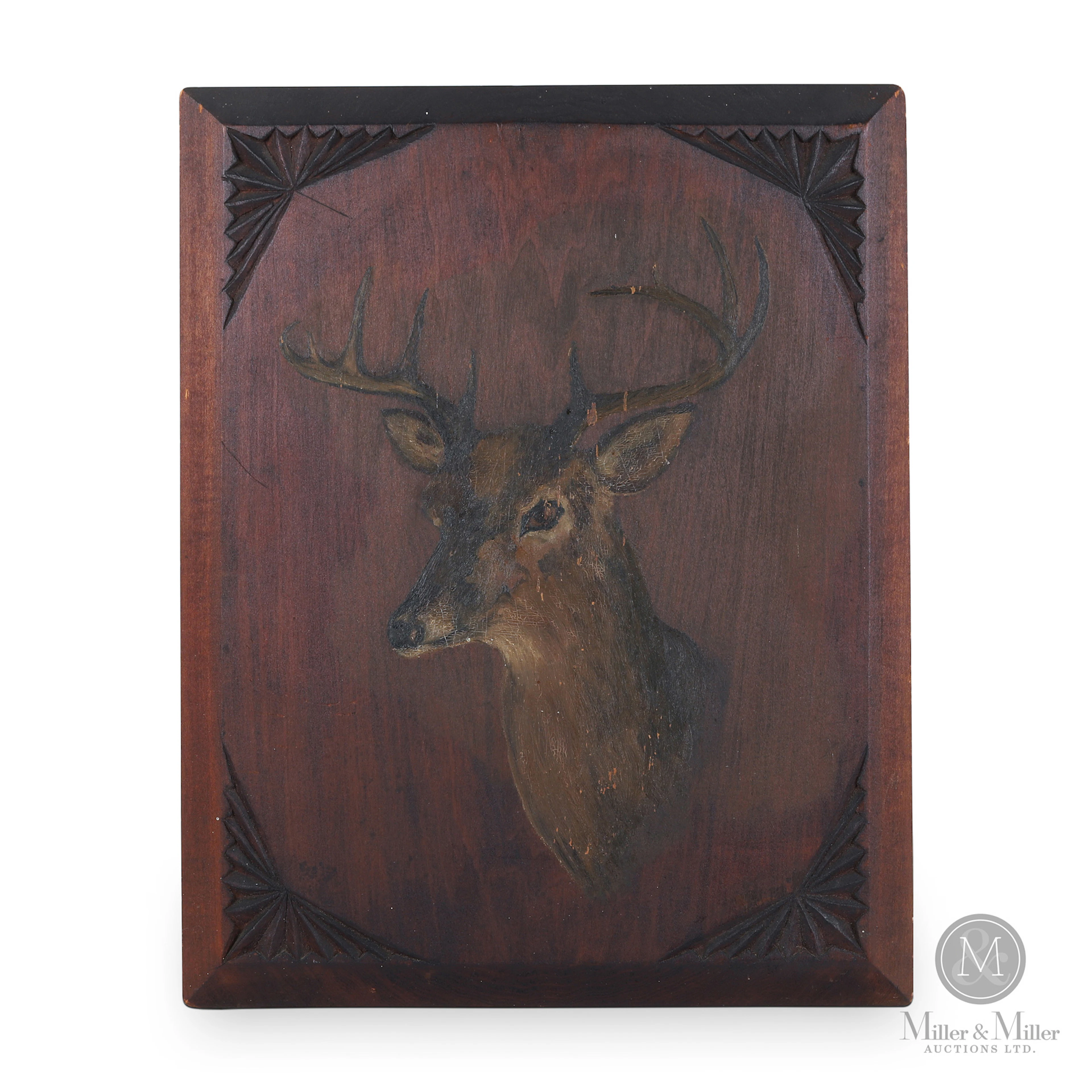 Hichory Raised Wooden Panel Painted Buck