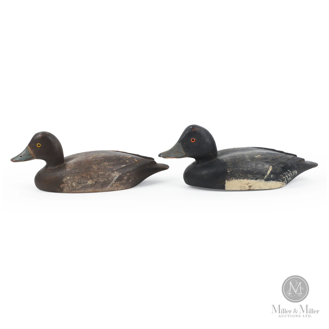 Pair of D. W. "Davey" Nichol Bluebill Decoys